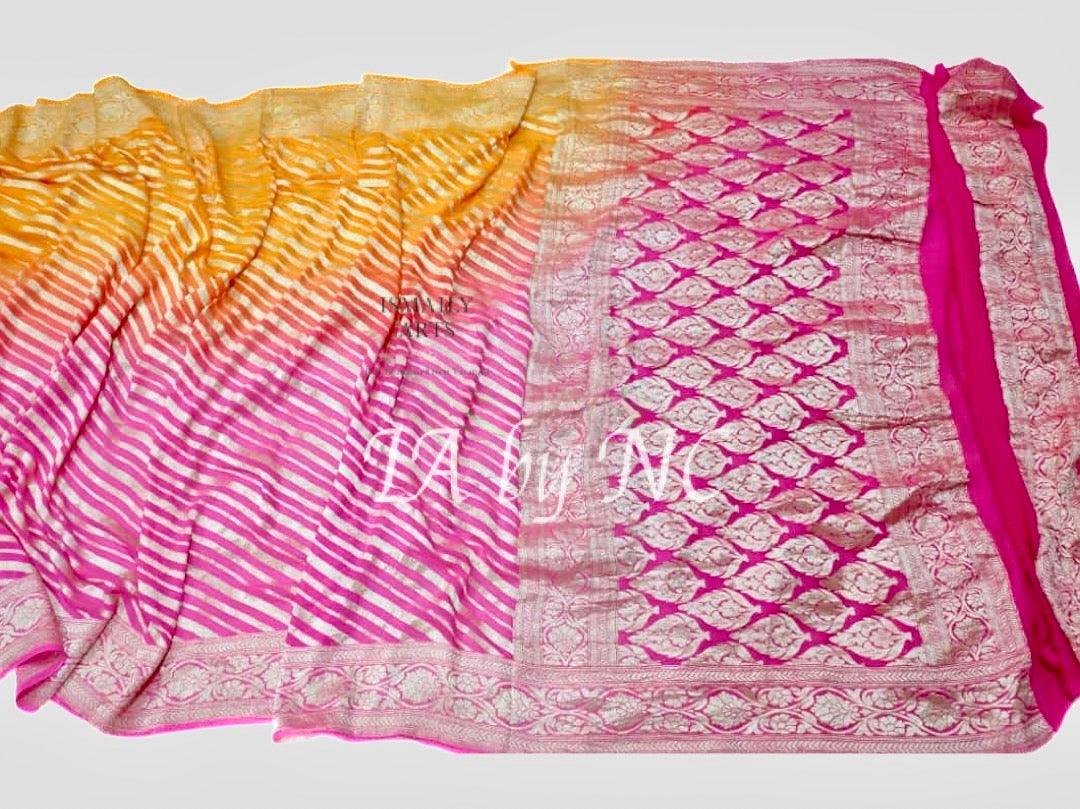 Pink Banarasi Pure Khaddi Georgette Sarees