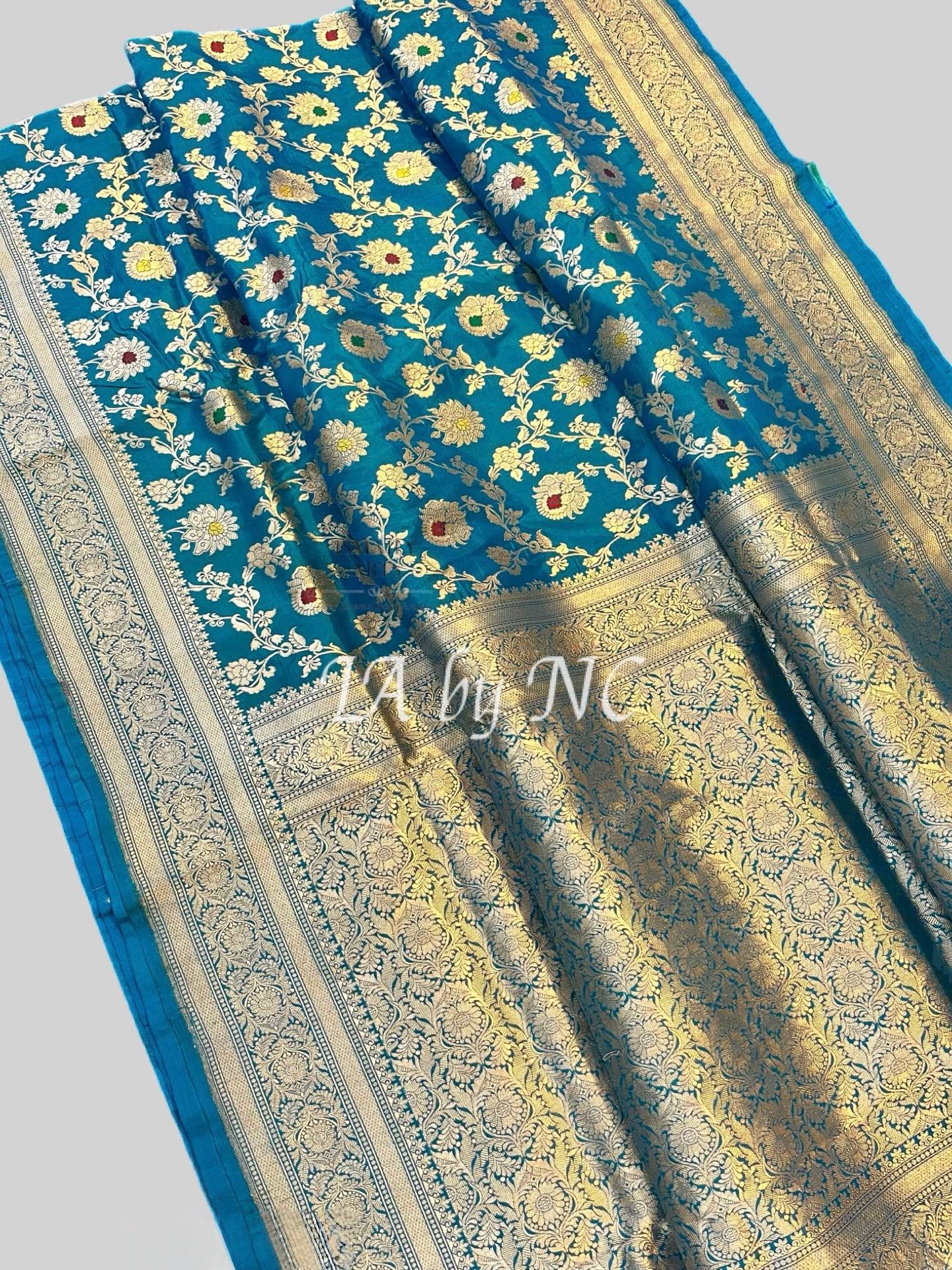 Saphhire Banarasi Pure Katan Silk Meenakari Pattu Saree