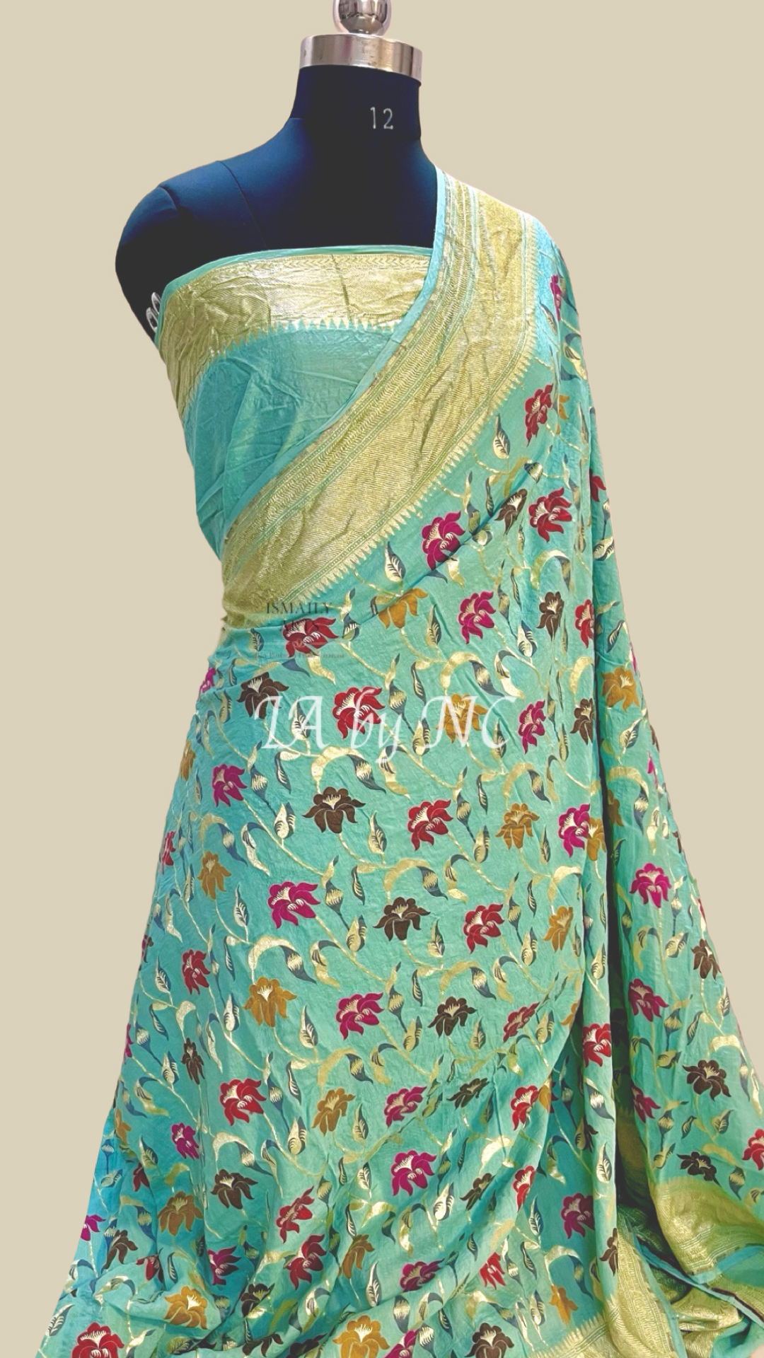Turquoise Banarasi Pure Munga Silk Saree