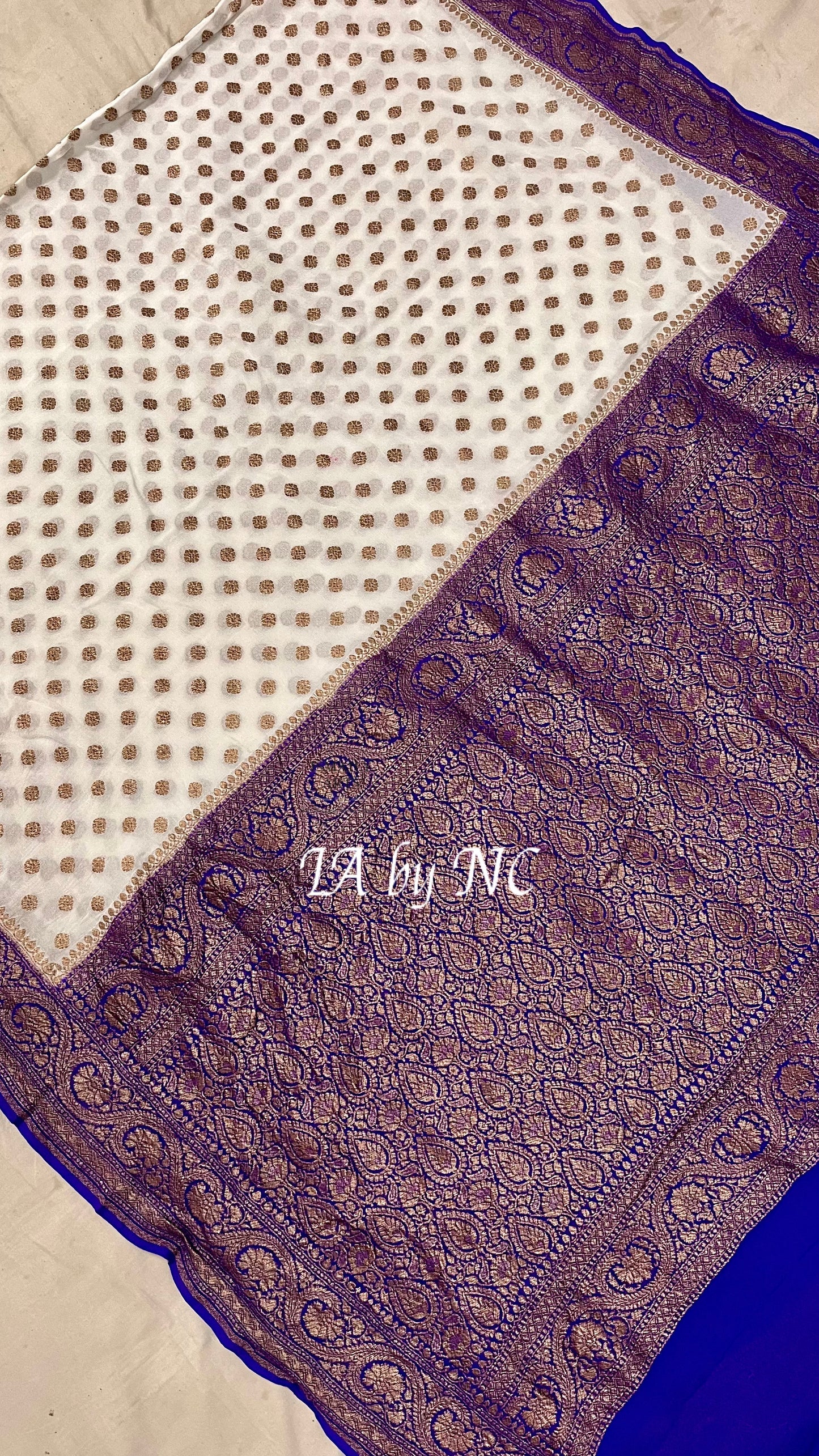 Offwhite Banarasi Pure Khaddi Georgette Saree