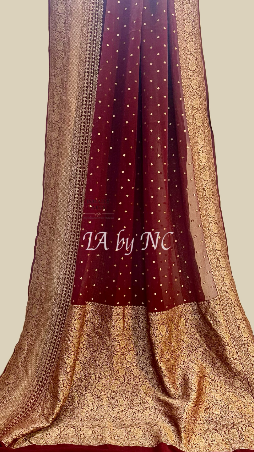 Burgundy Banarasi Pure Khaddi Georgette Saree