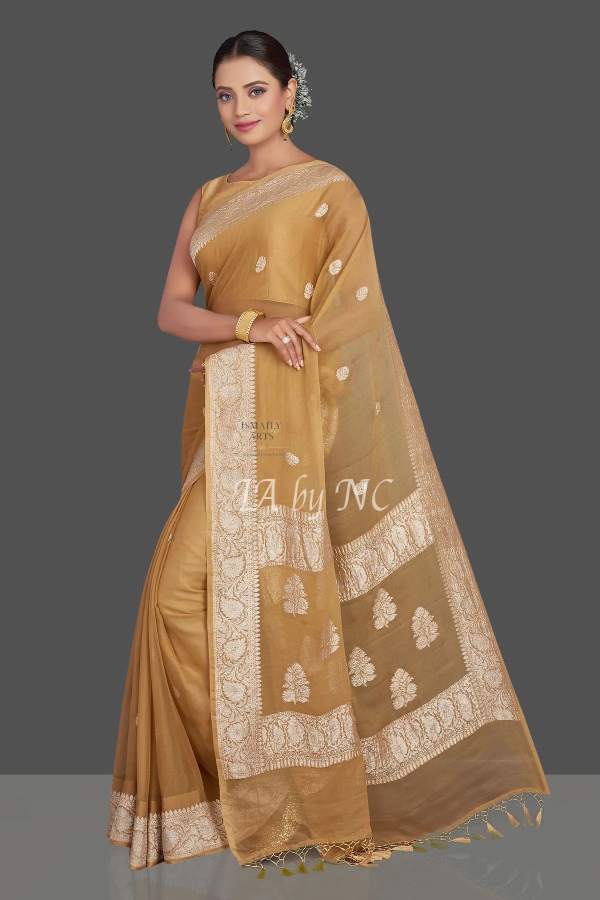Copper Banarasi Pure Khaddi Georgette Kadwa Saree