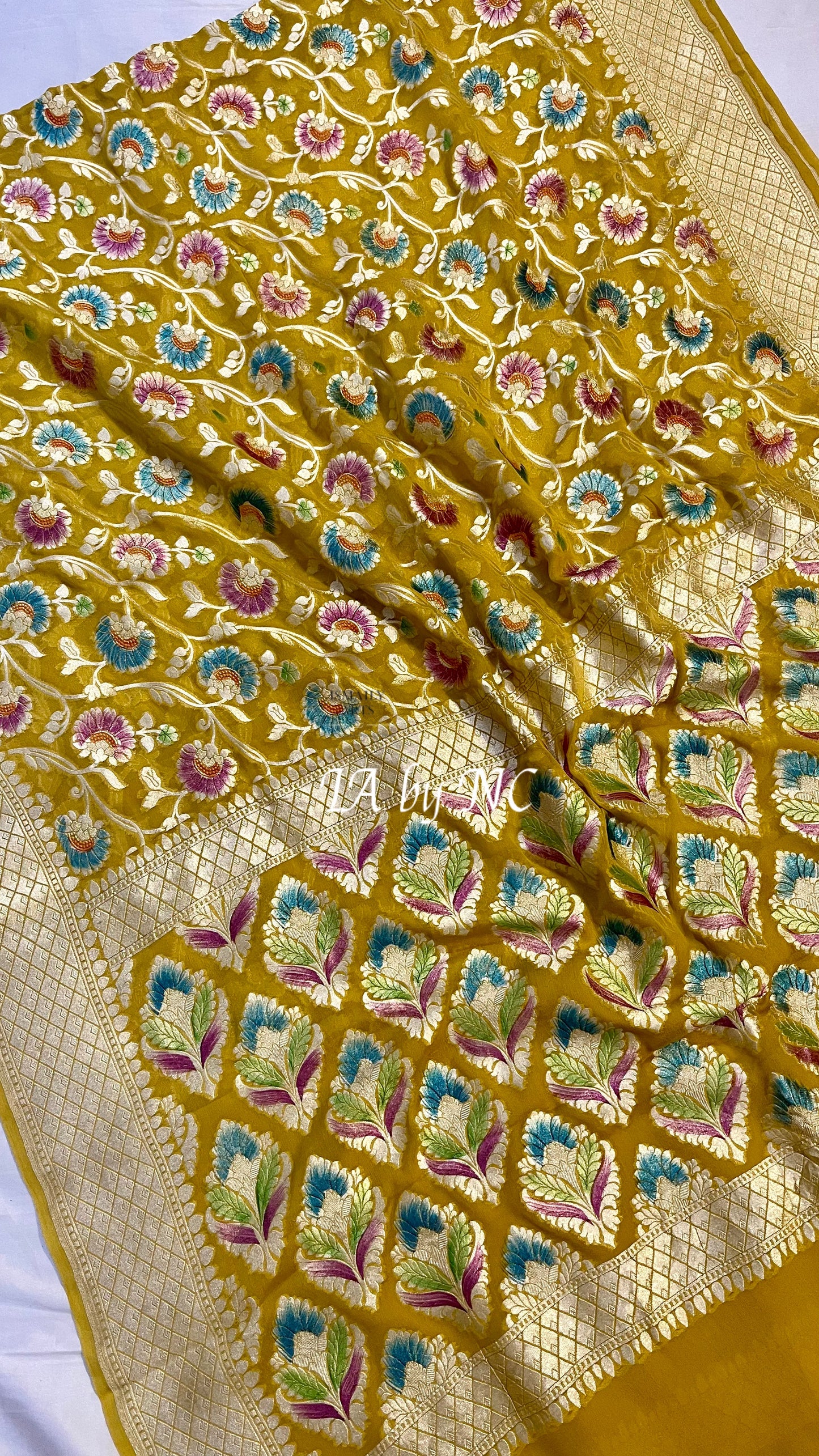 Trombone Banarasi Pure Khaddi Georgette Saree