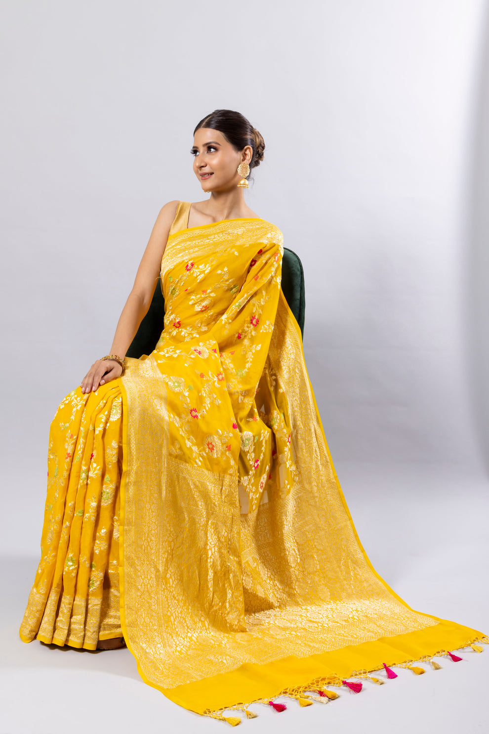 Tuscany Banarasi Pure Khaddi Georgette Meenakari Saree