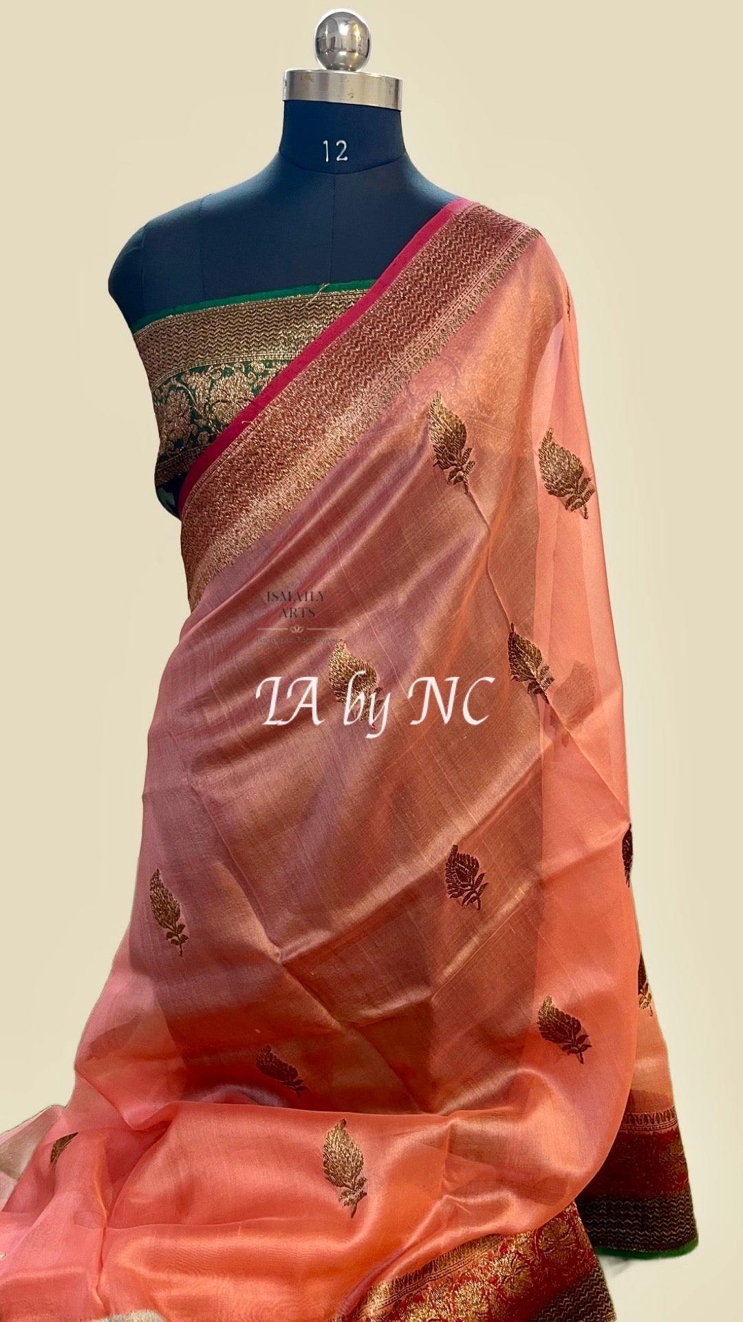 Salmon Banarasi Pure Kora Silk Kadwa Saree