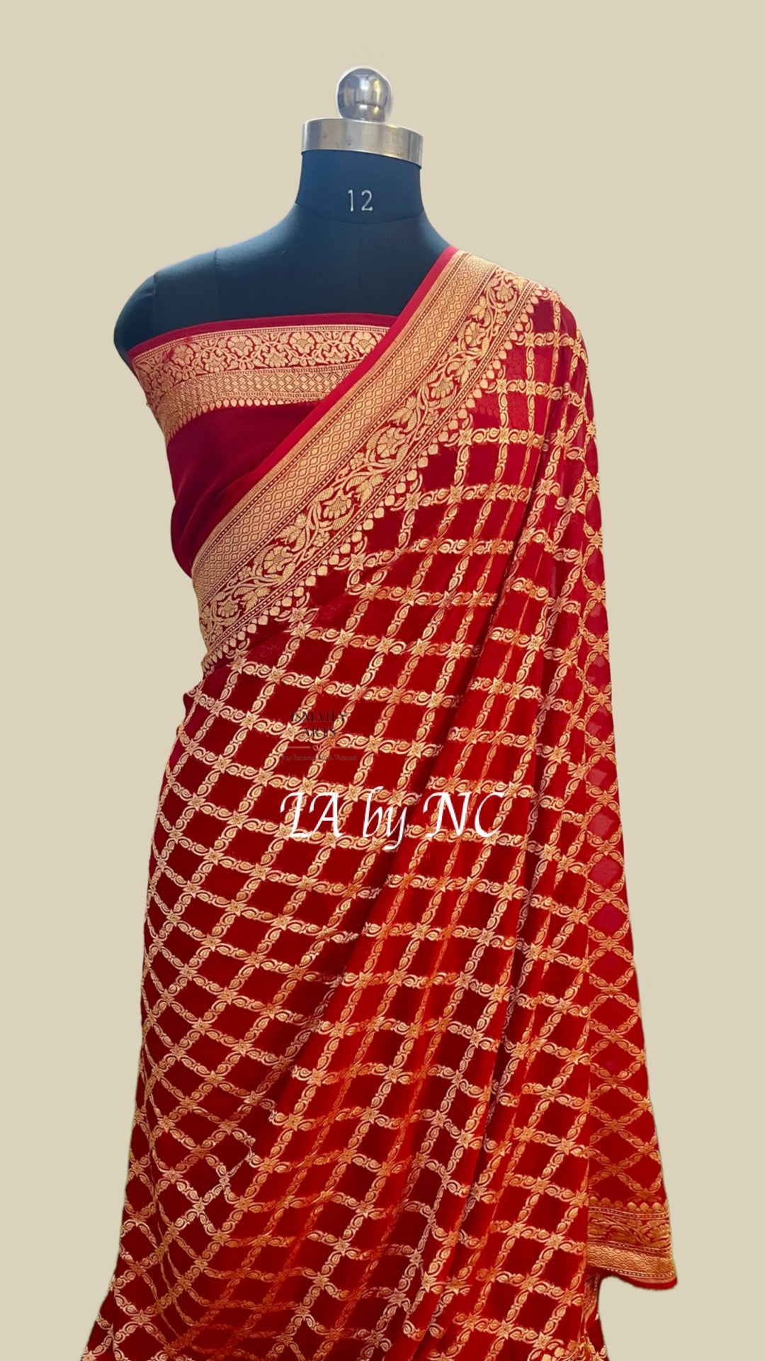 Crimson Banarasi Pure Khaddi Georgette Saree