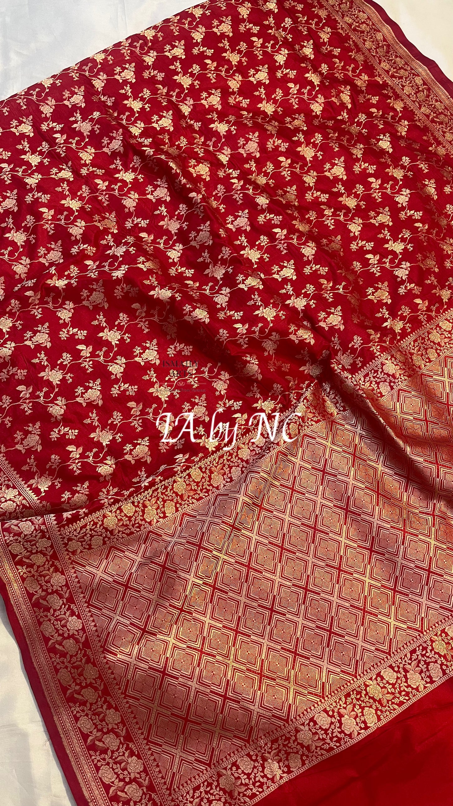 Carmine Banarasi Pure Katan Silk Pattu Saree