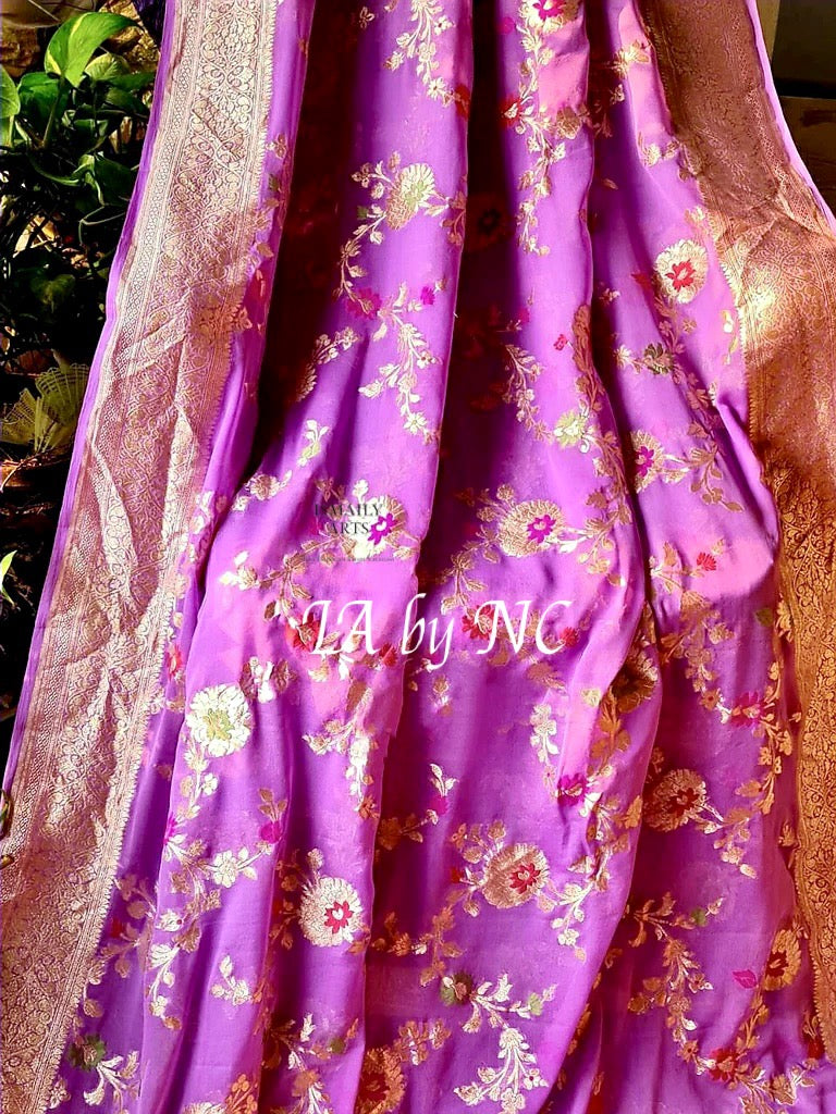 Ultra Banarasi Pure Khaddi Georgette Meenakari Saree