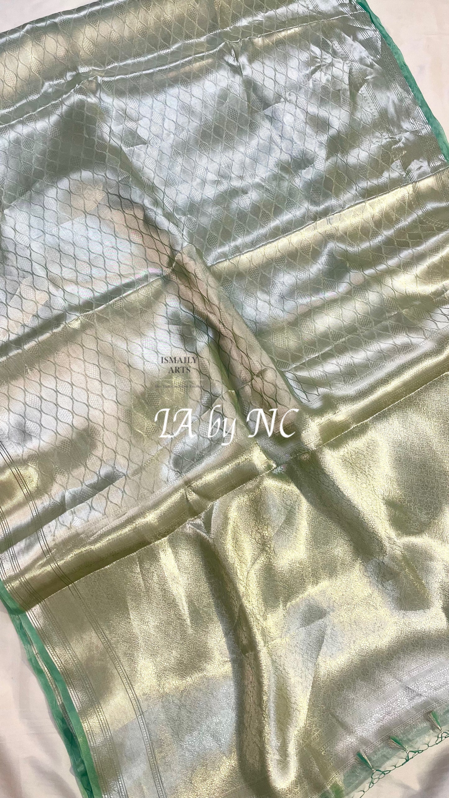 Turquoise Banarasi Pure Tissue Silk Brocade Saree
