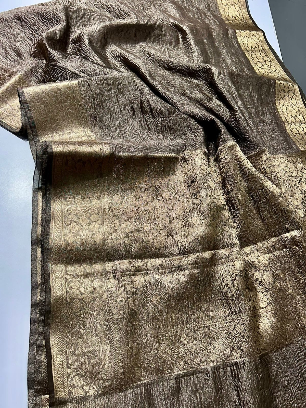Banarasi Blend Tissue Silk Crushed Saree
