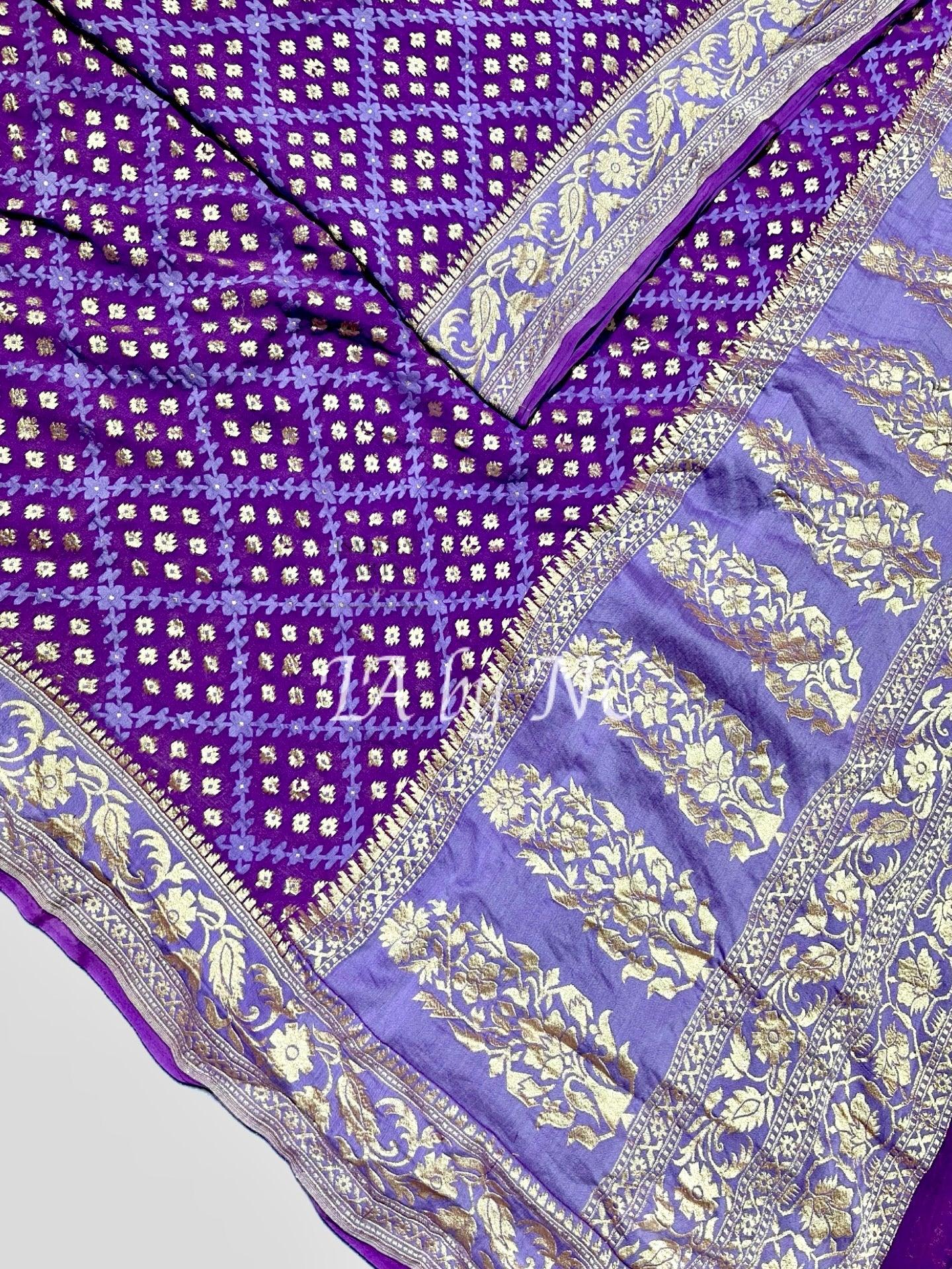 Grape Banarasi Pure Khaddi Georgette Saree