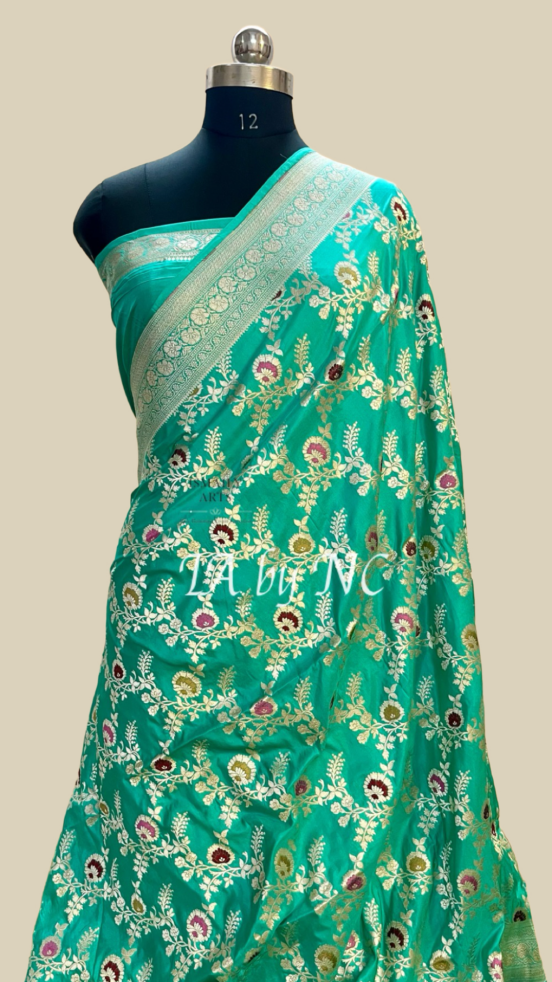 Turquoise Banarasi Pure Katan Silk Meenakari Pattu Saree