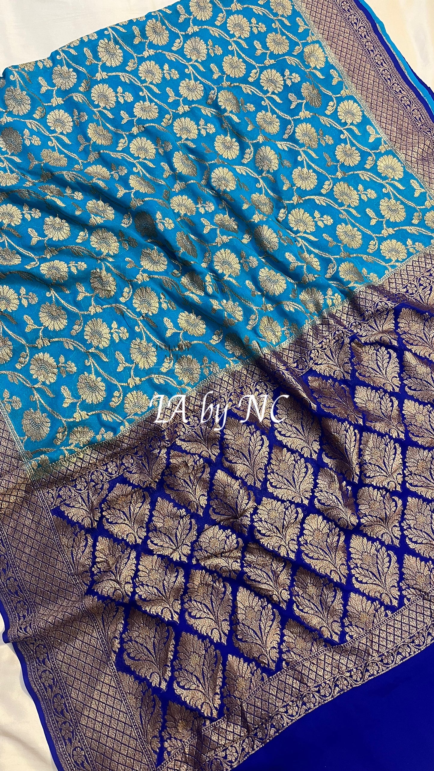 Azure Banarasi Pure Khaddi Georgette Saree