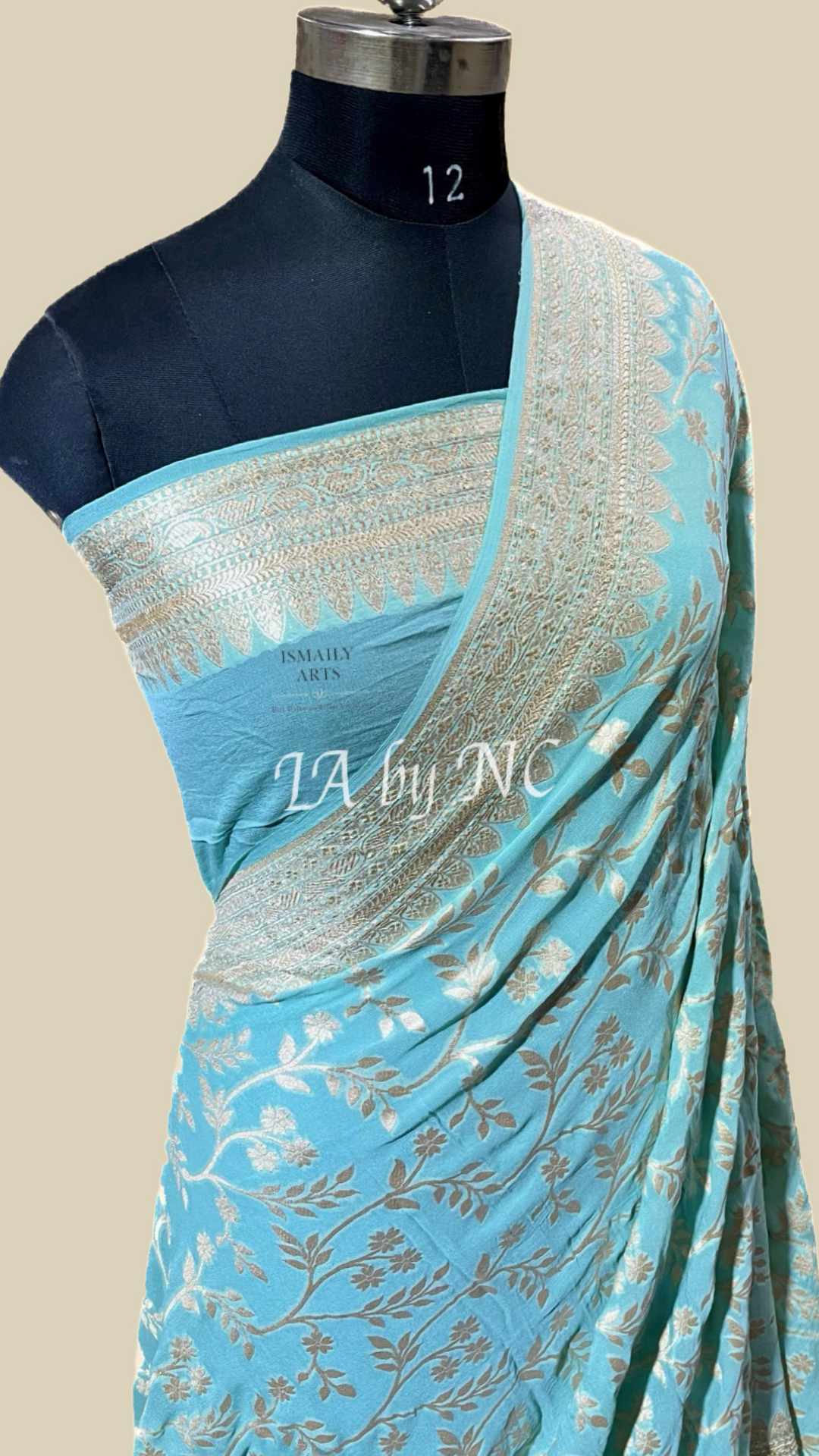 Turquoise Banarasi Pure Khaddi Georgette Saree