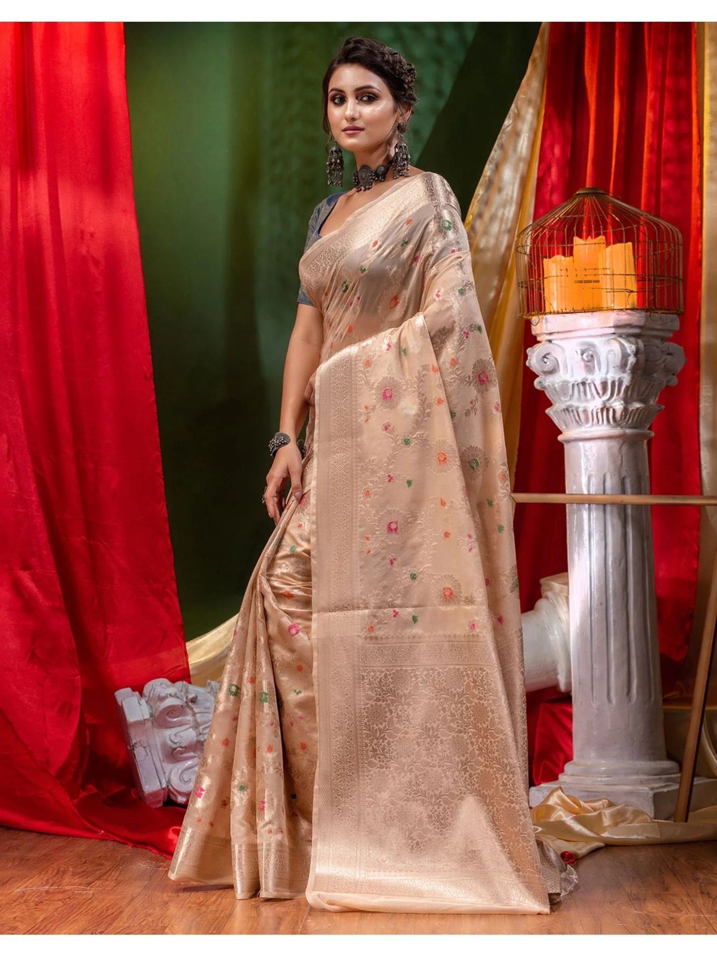 Banarasi Blend Khaddi Georgette Meena Saree