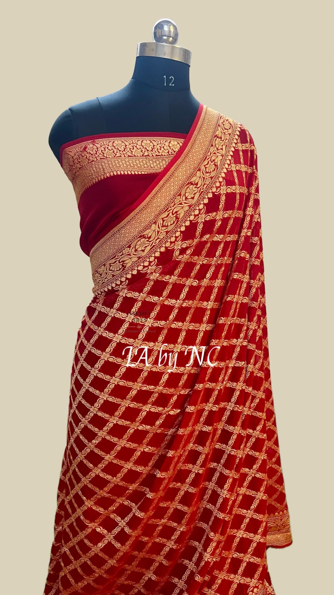 Crimson Banarasi Pure Khaddi Georgette Saree