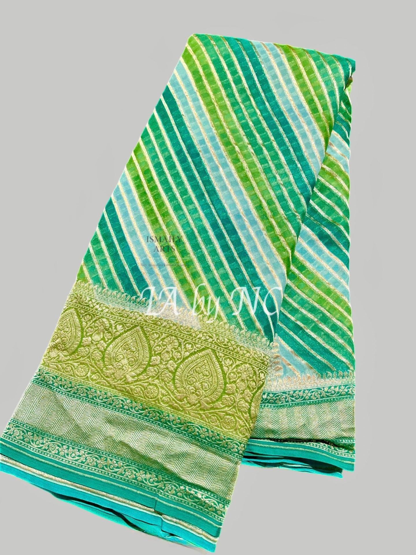 Turquoise Banarasi Pure Khaddi Georgette Saree