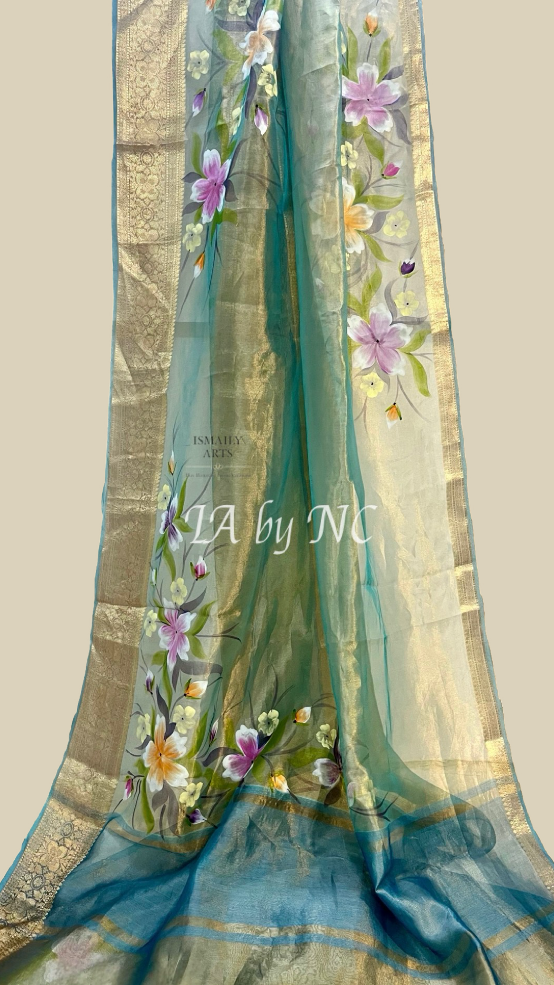 Turquoise Banarasi Pure Tissue Silk Saree