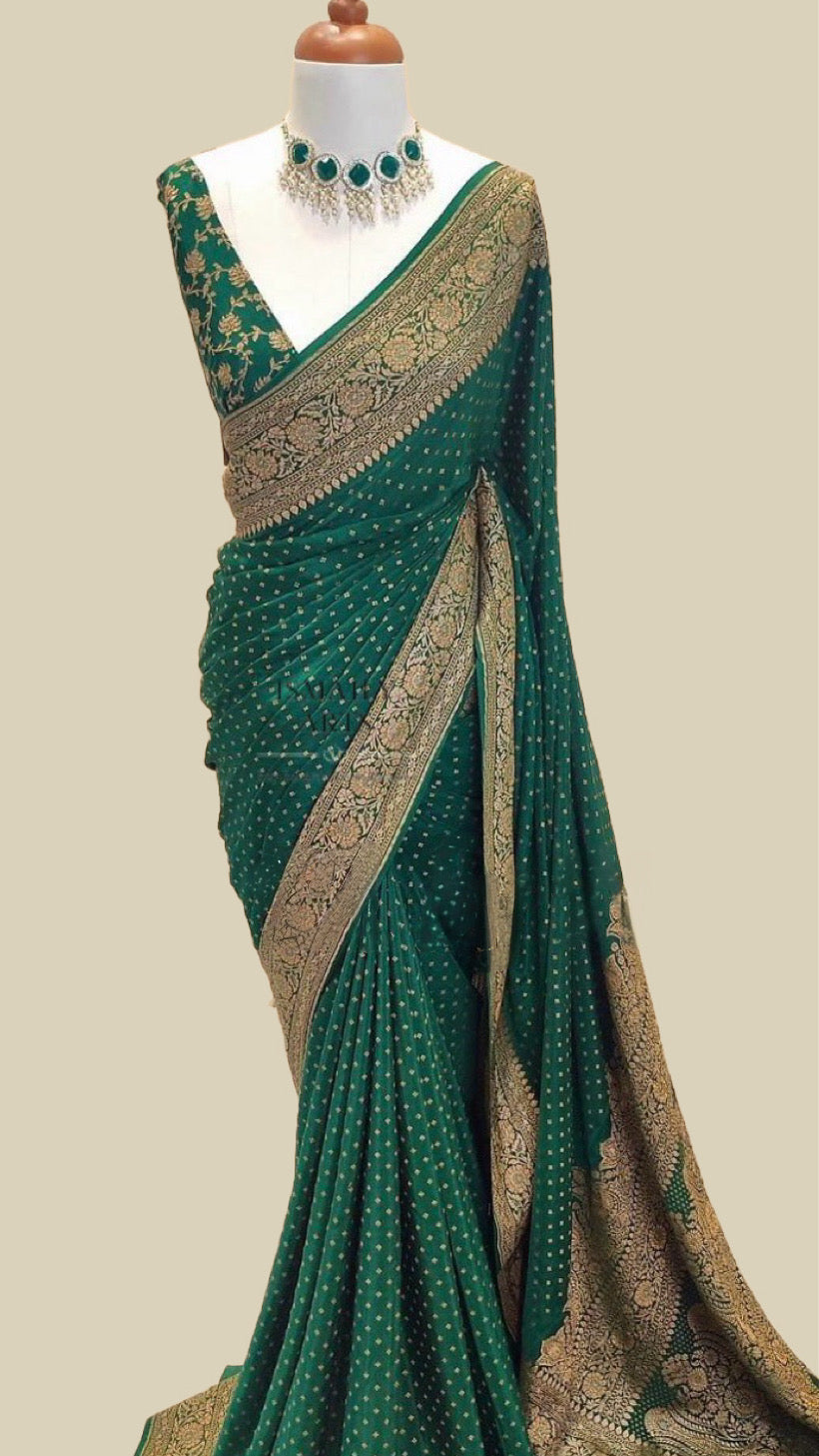 Sacramento Banarasi Pure Khaddi Crepe Georgette Saree