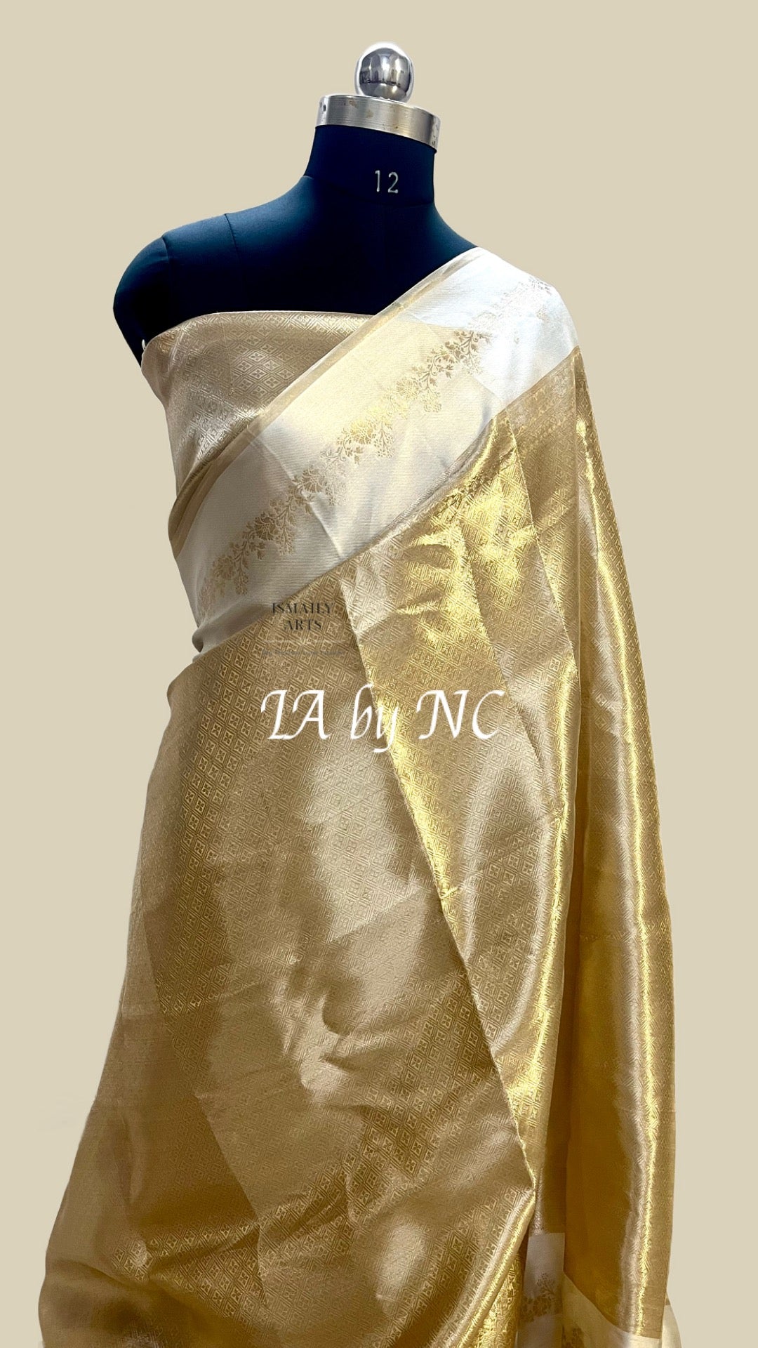 Offwhite Banarasi Pure Tissue Silk Brocade Saree