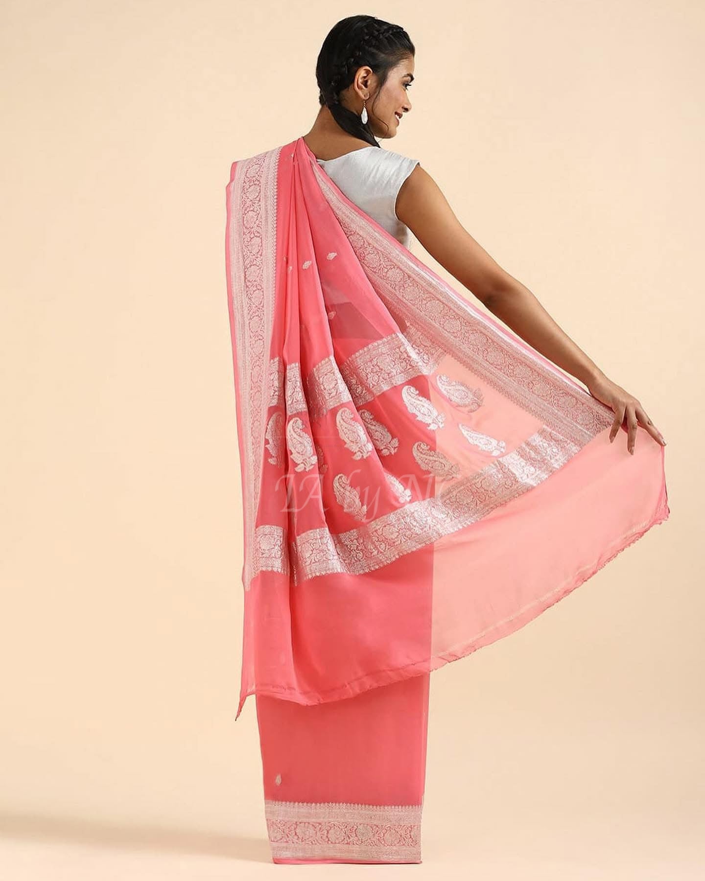 Punch Banarasi Pure Khaddi Georgette Kadwa Saree