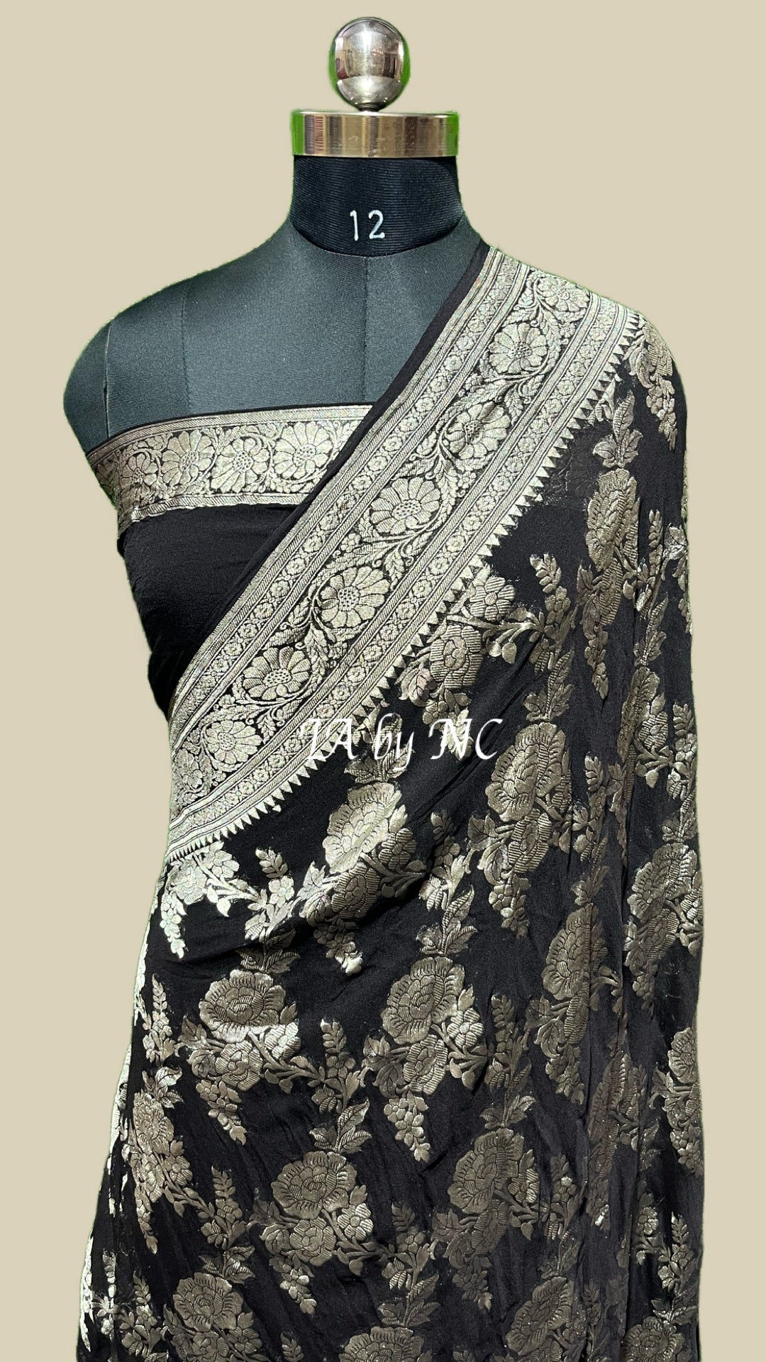 Black Banarasi Pure Khaddi Georgette Saree