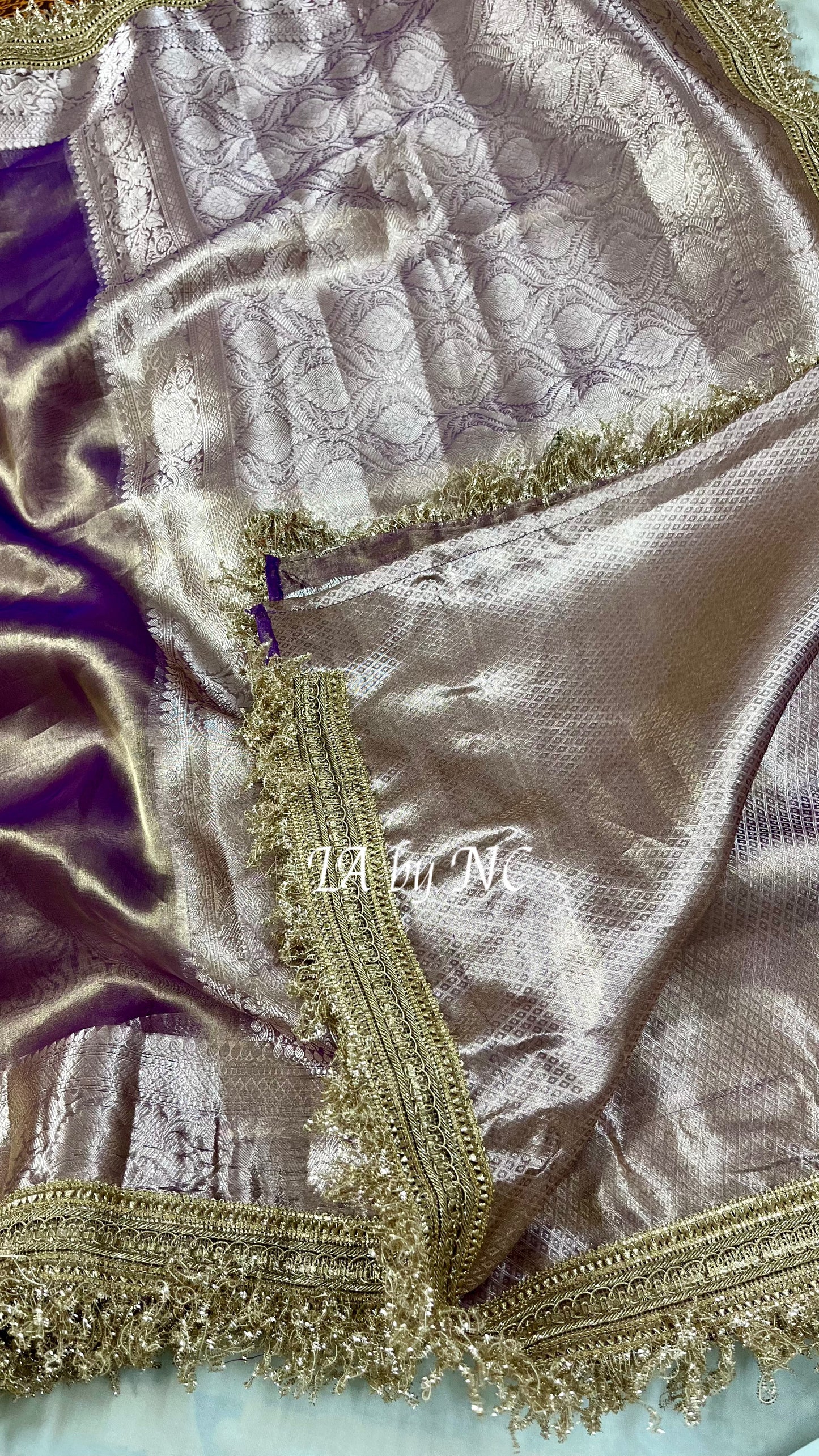Grape Banarasi Pure Tissue Silk Saree