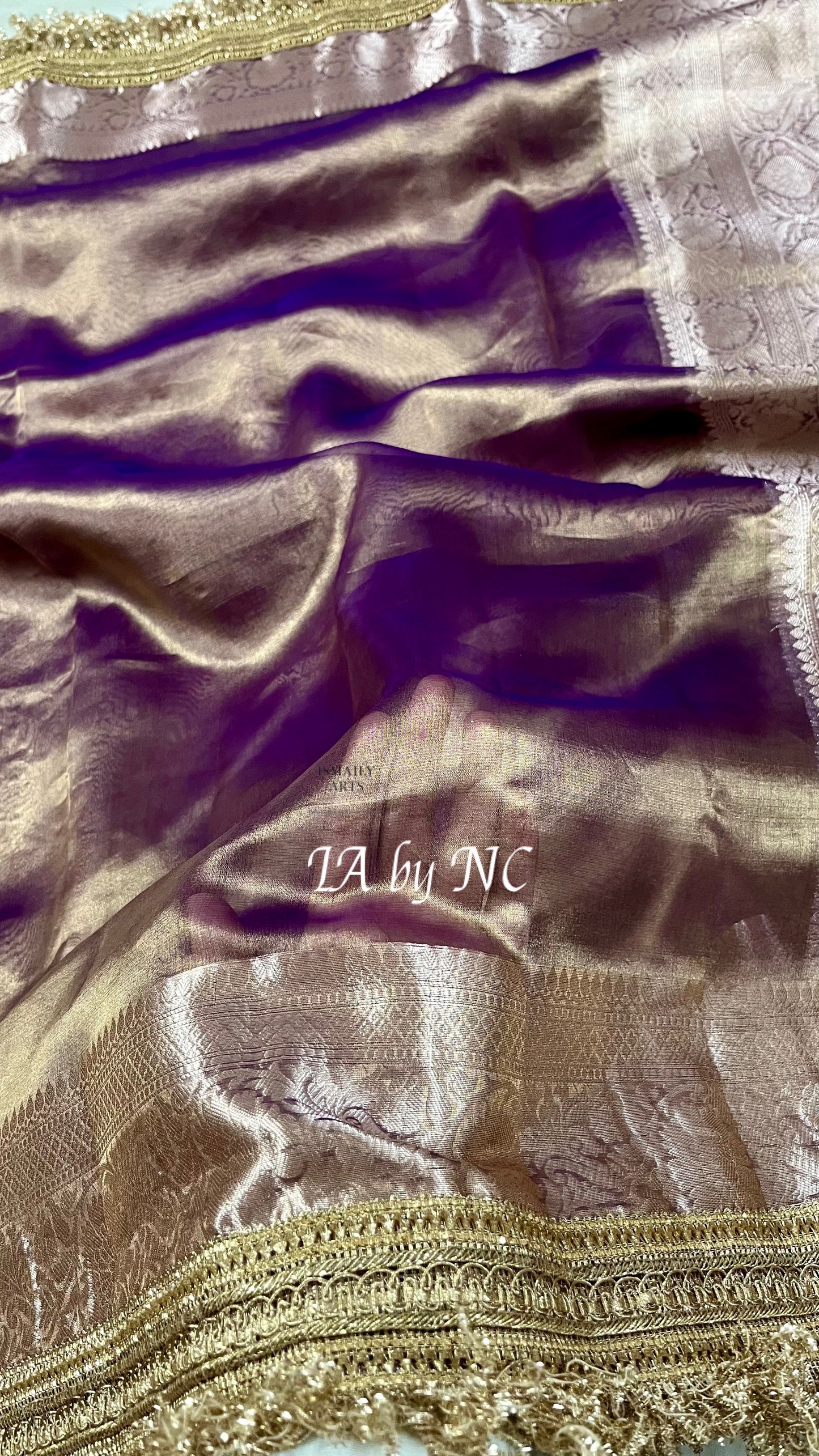 Grape Banarasi Pure Tissue Silk Saree