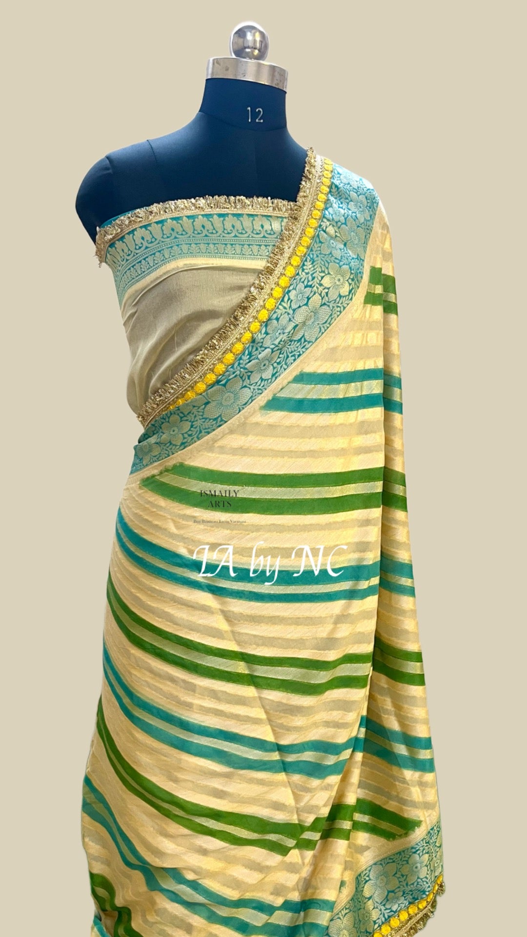 Beige Banarasi Pure Chiffon Georgette Saree