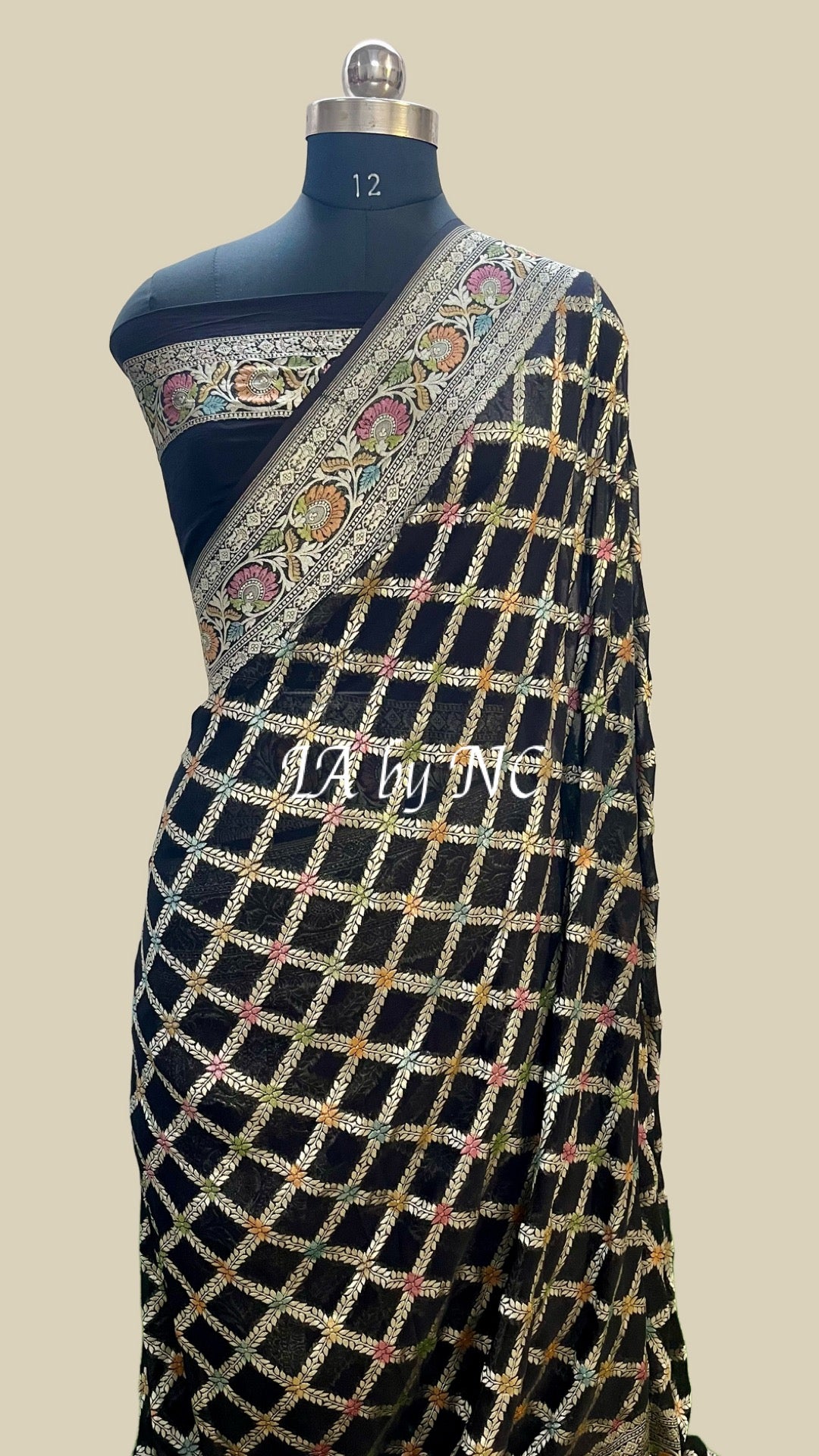 Black Banarasi Pure Khaddi Georgette Saree