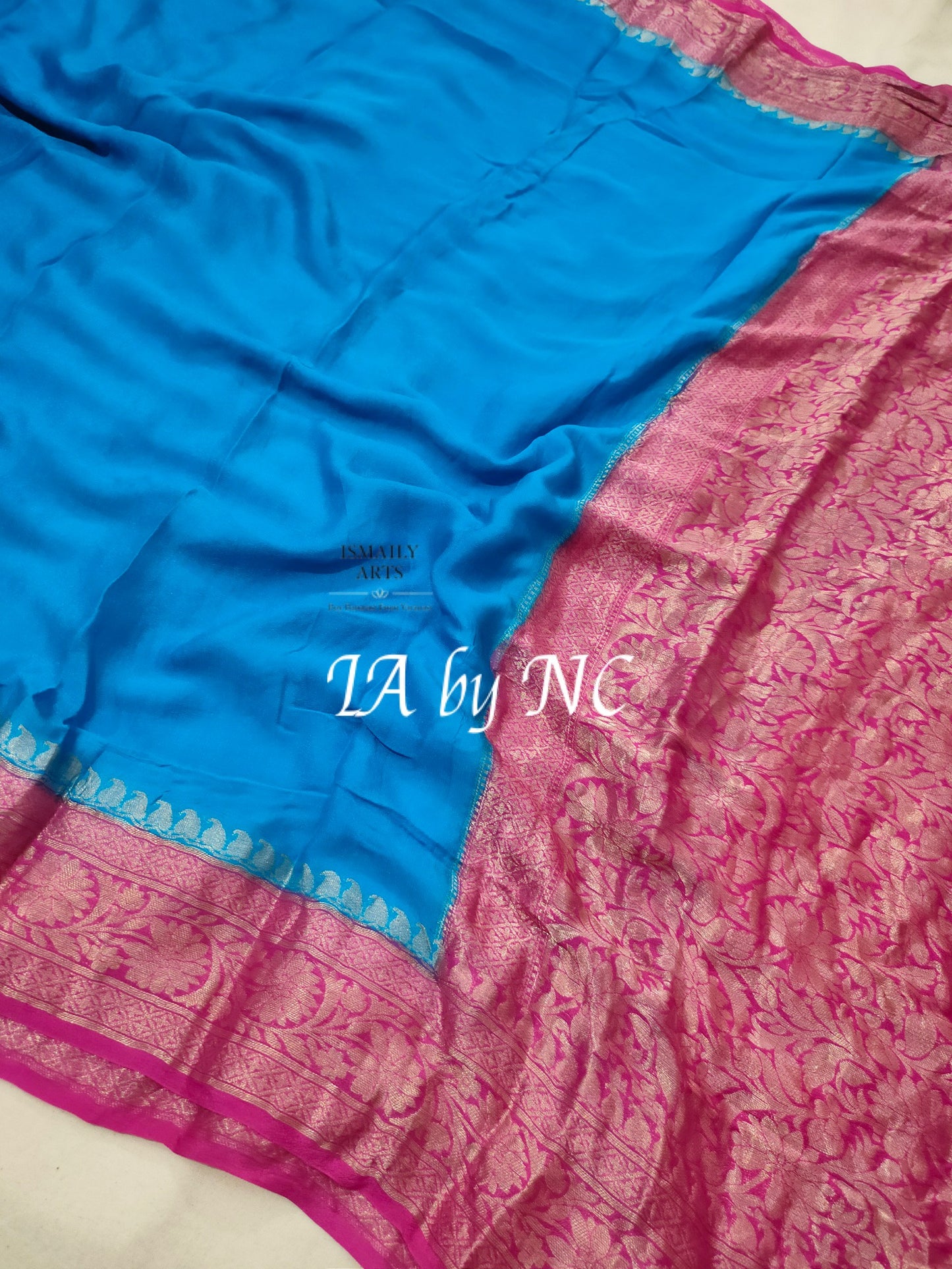 Azure Banarasi Pure Chiffon Georgette Saree