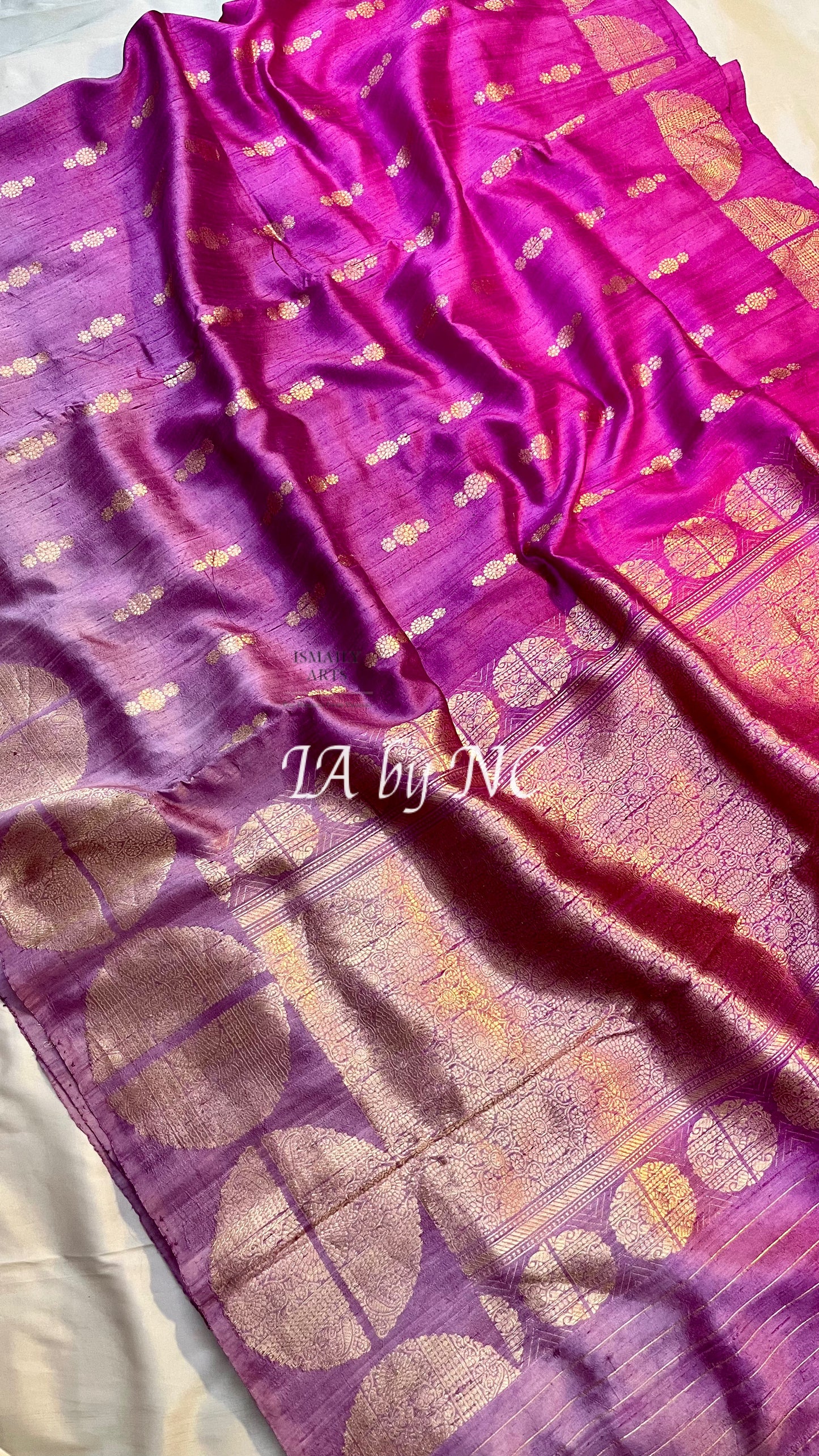 Magenta Banarasi Pure Katan Silk Raw Kadwa Saree