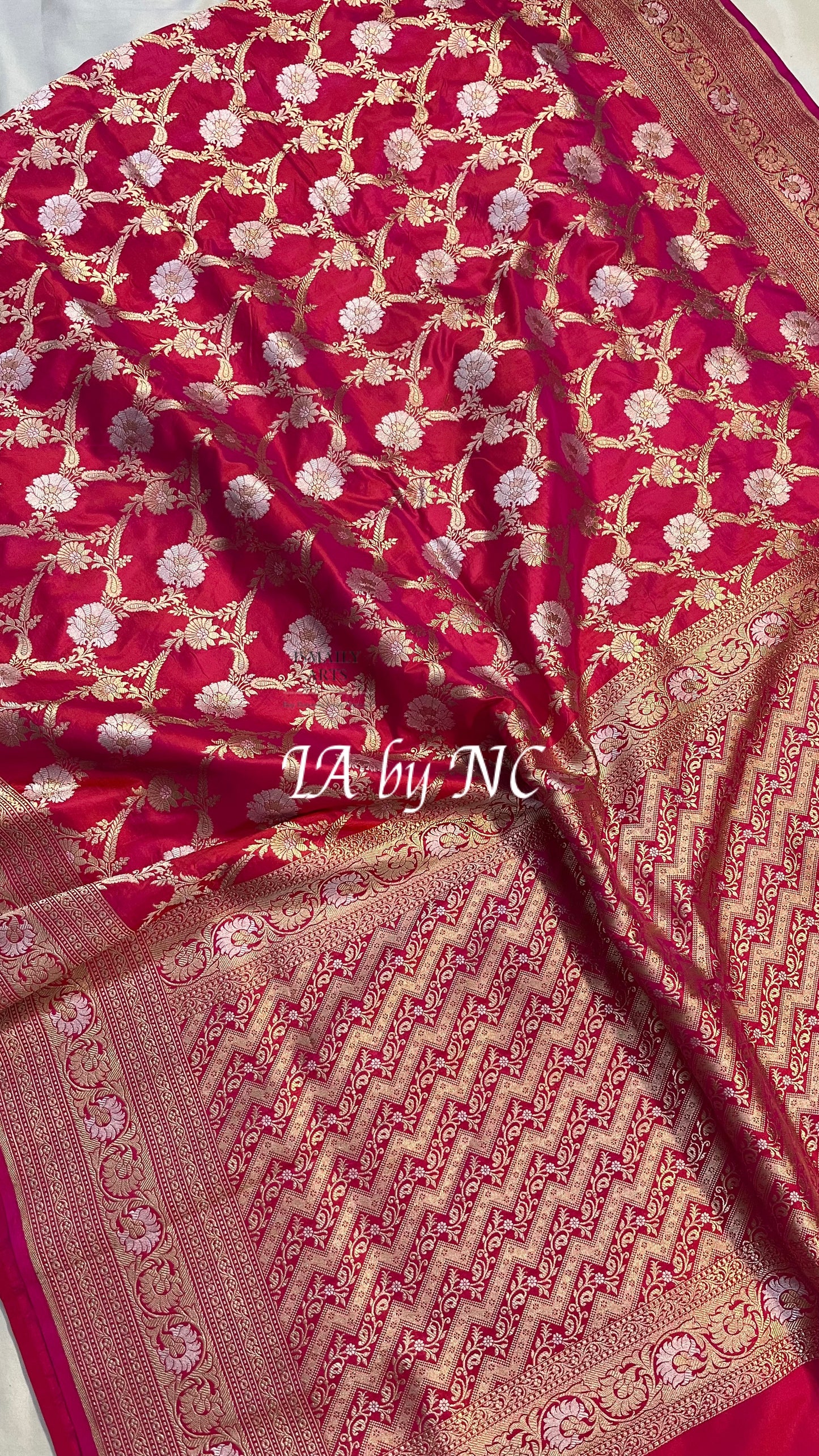 Cerise Banarasi Pure Katan Silk Pattu Sona Rupa Saree