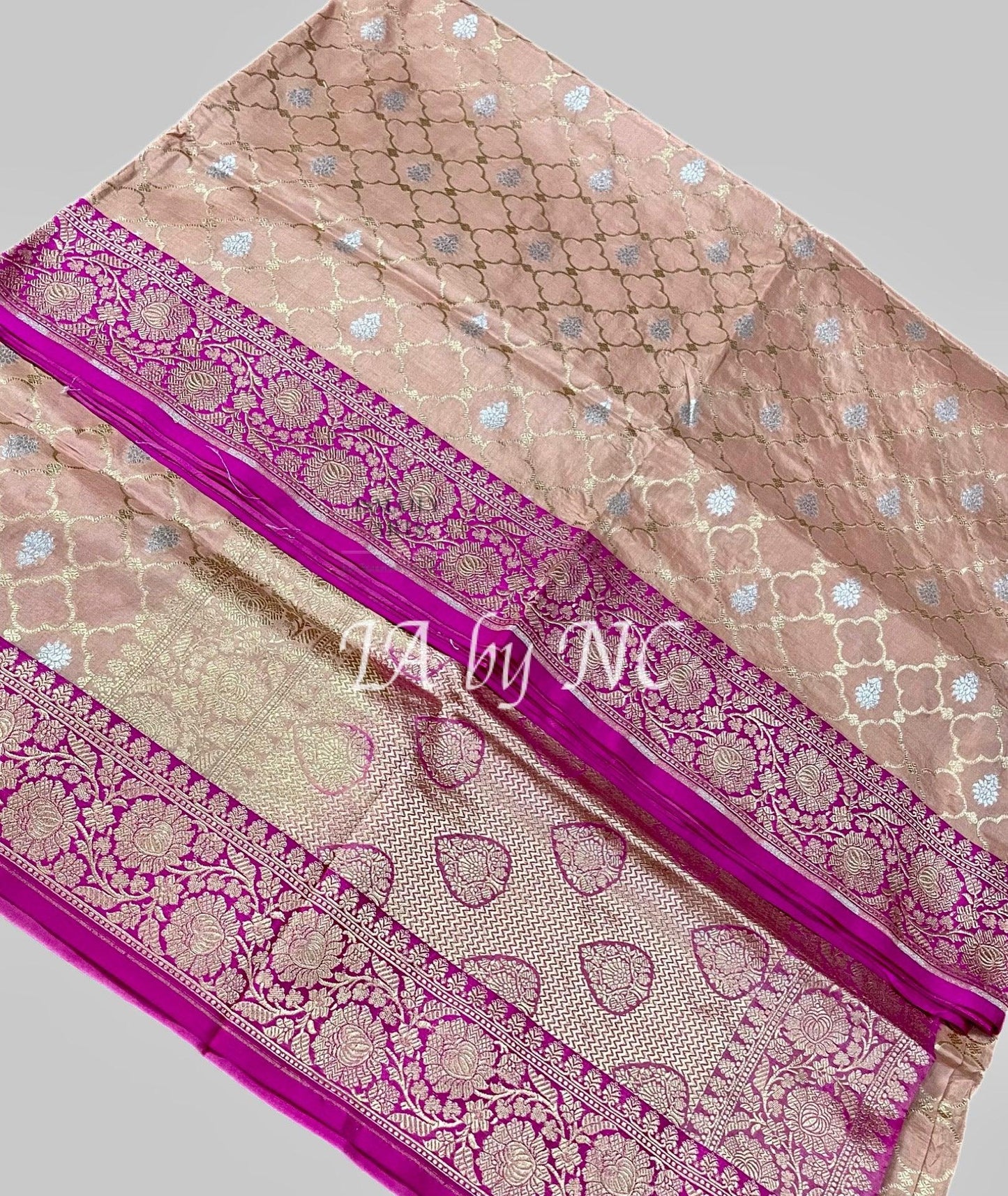 Peach Banarasi Pure Katan Silk Meenakari Pattu Saree
