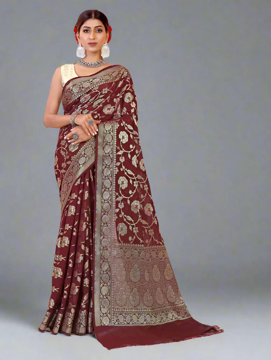 Banarasi Blend Khaddi Georgette Meena Saree