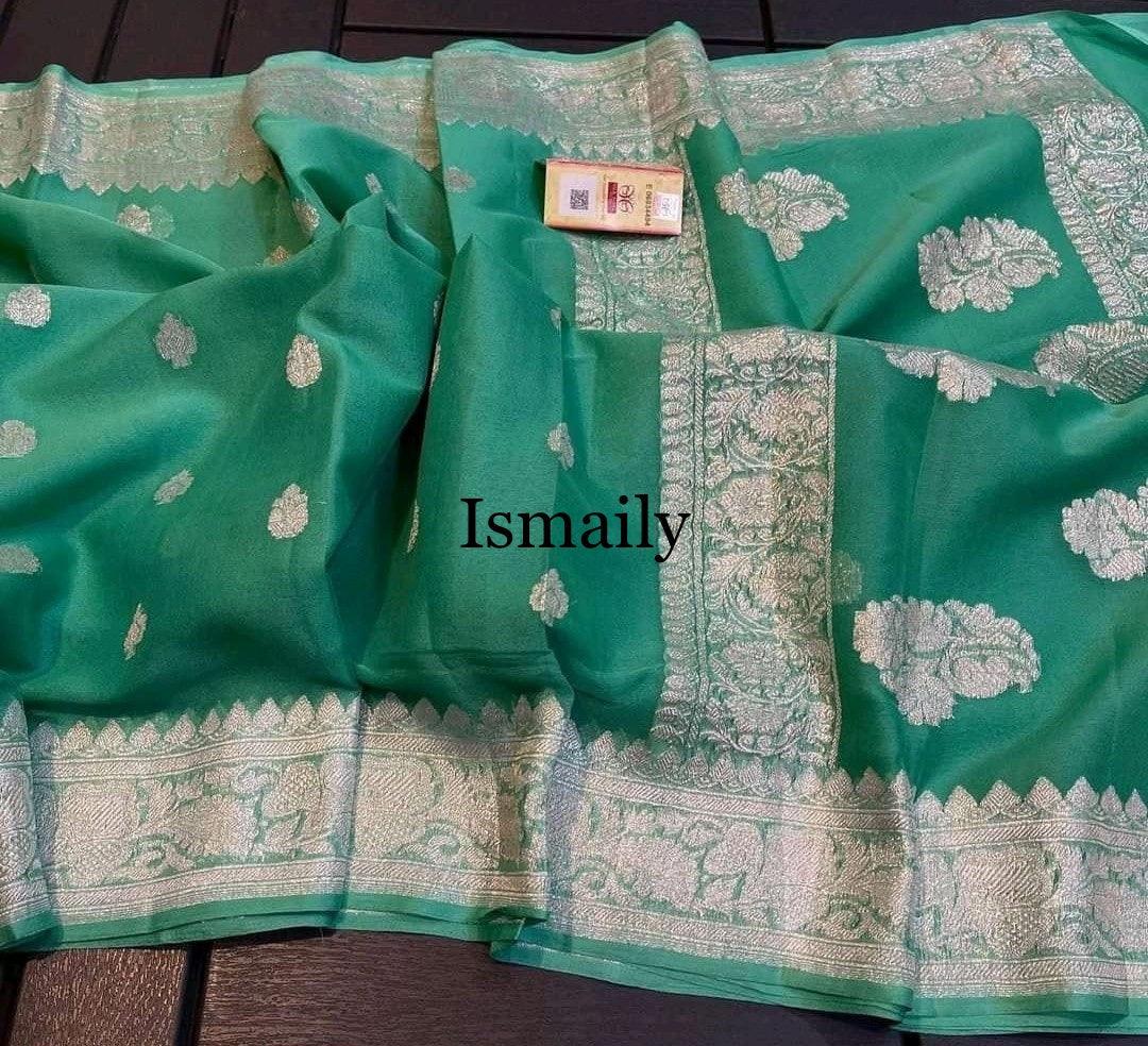 Jungle Banarasi Pure Khaddi Georgette Kadwa Saree