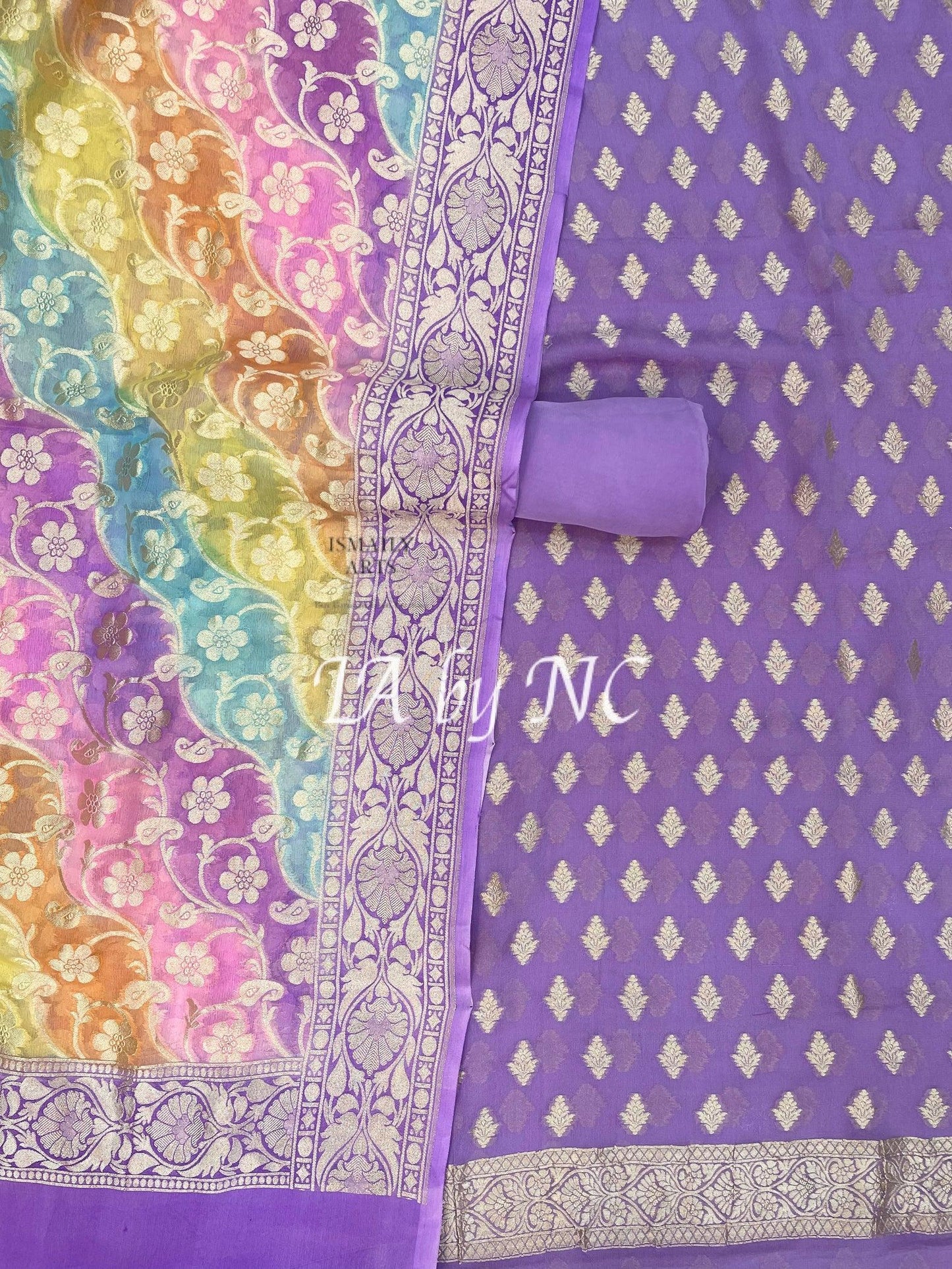 Grape Banarasi Pure Khaddi Georgette Dress Materials