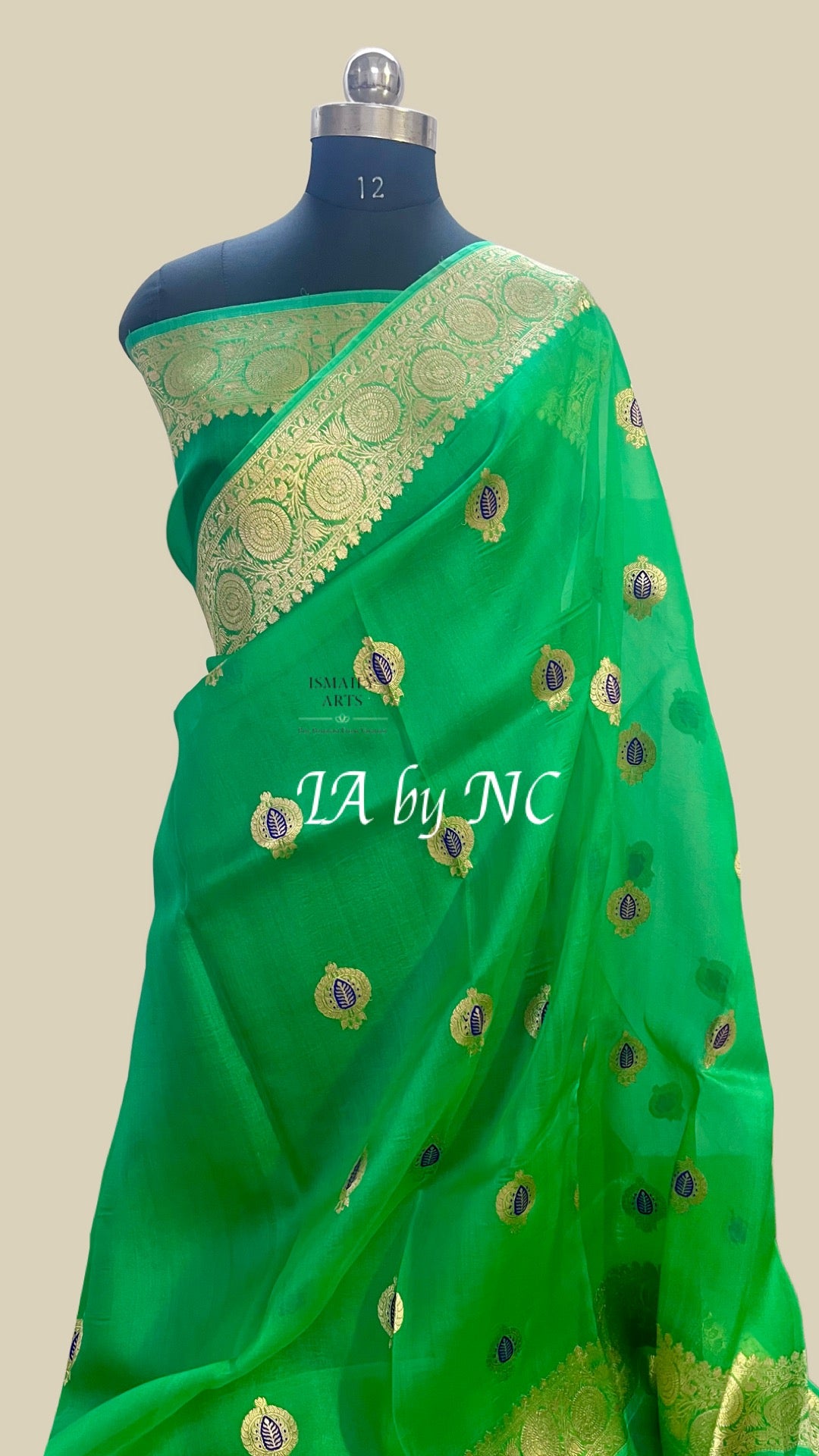 Emerald Banarasi Pure Kora Silk Kadwa Saree