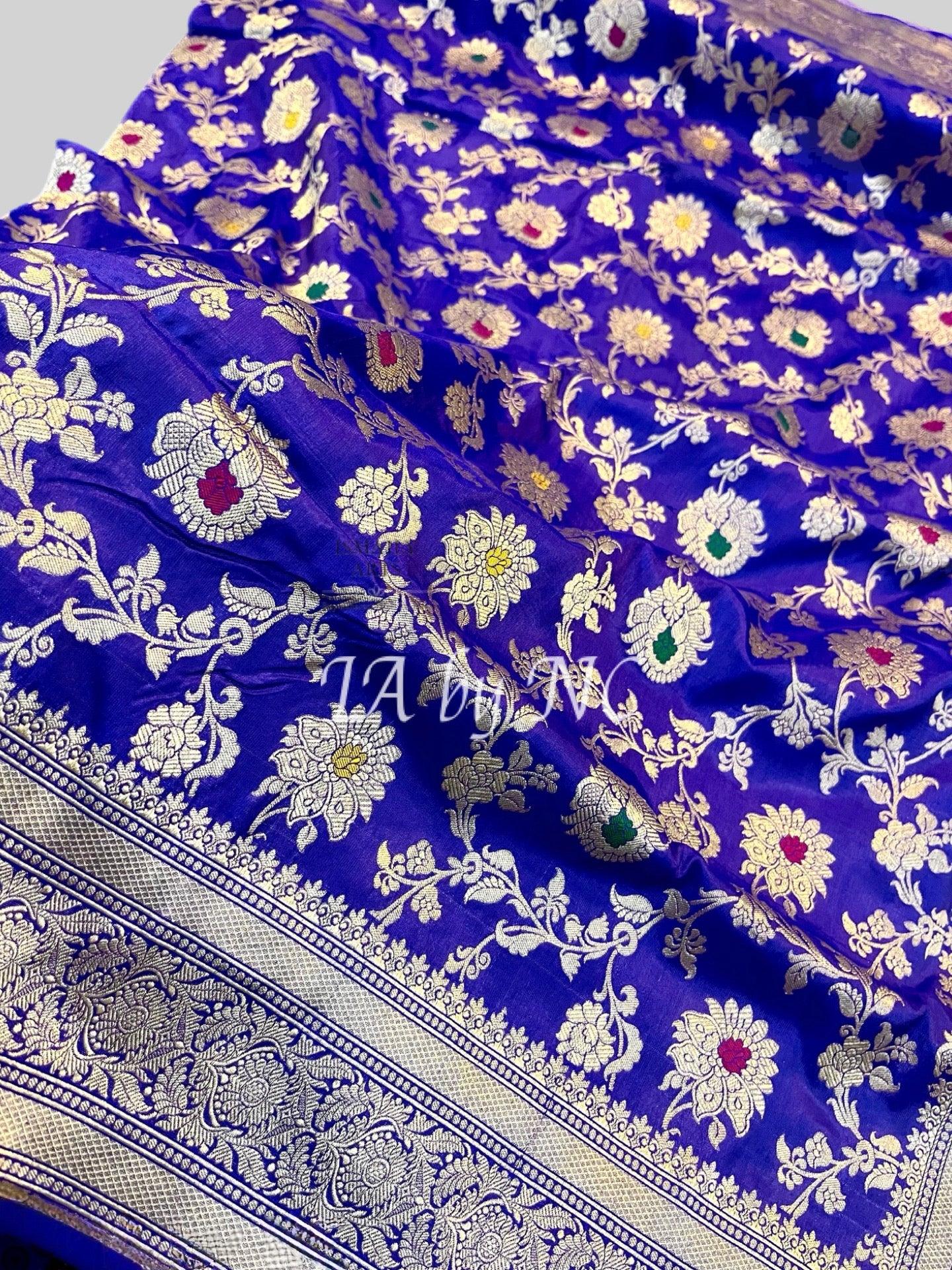 Grape Banarasi Pure Katan Silk Meenakari Pattu Saree