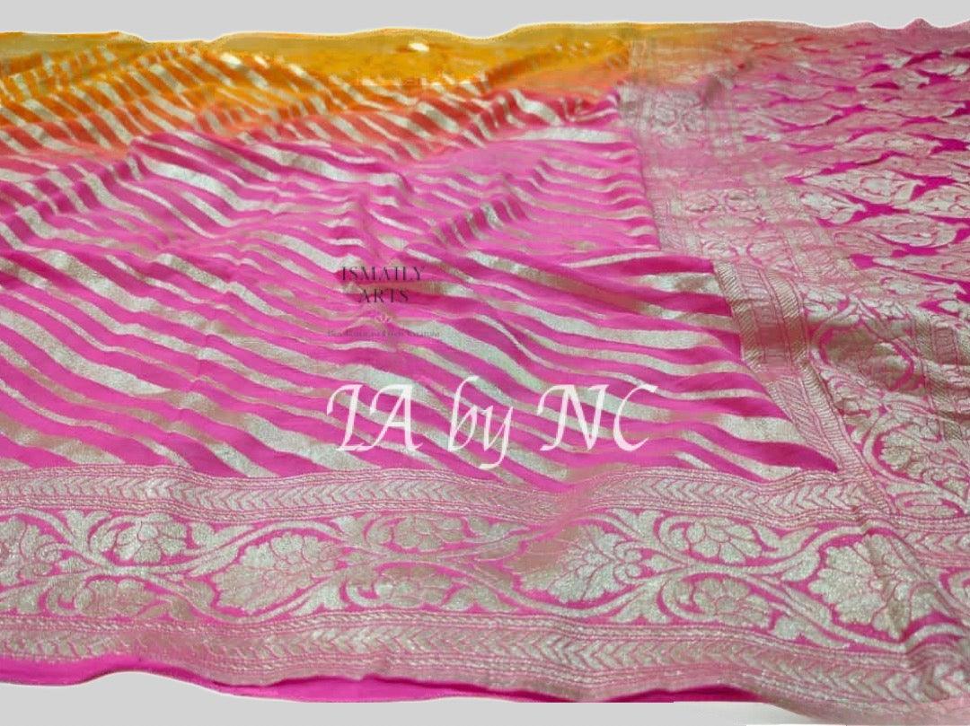 Pink Banarasi Pure Khaddi Georgette Sarees