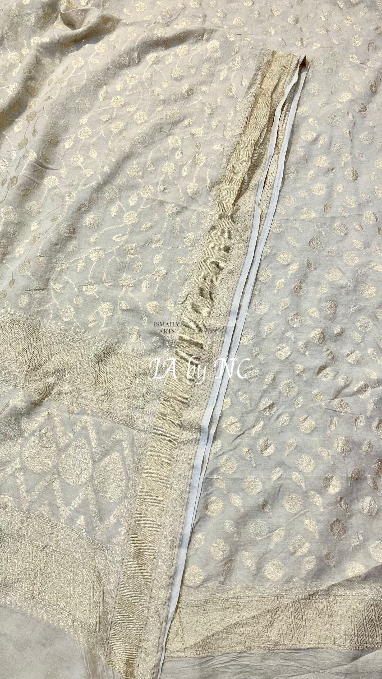 Beige Banarasi Pure Munga Silk Dress Material