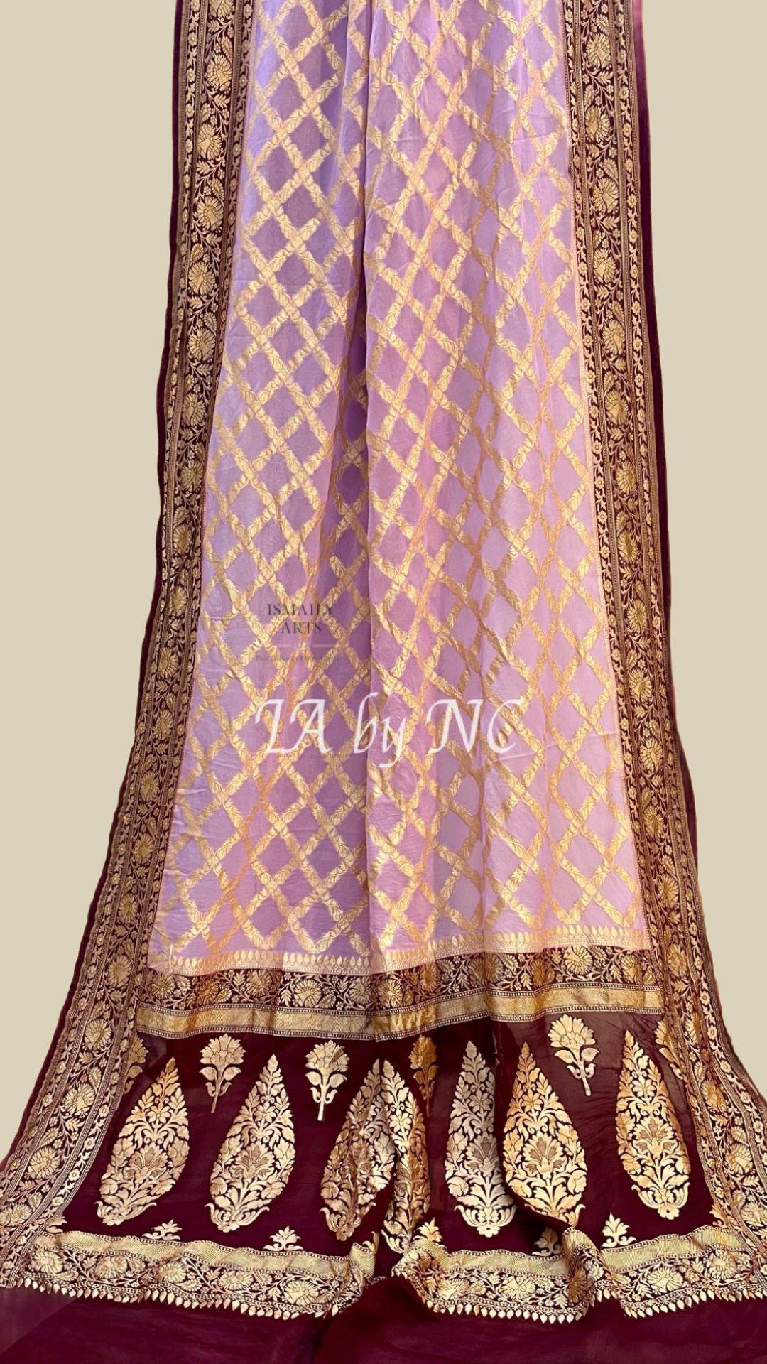 Amaranth Banarasi Pure Khaddi Georgette Saree