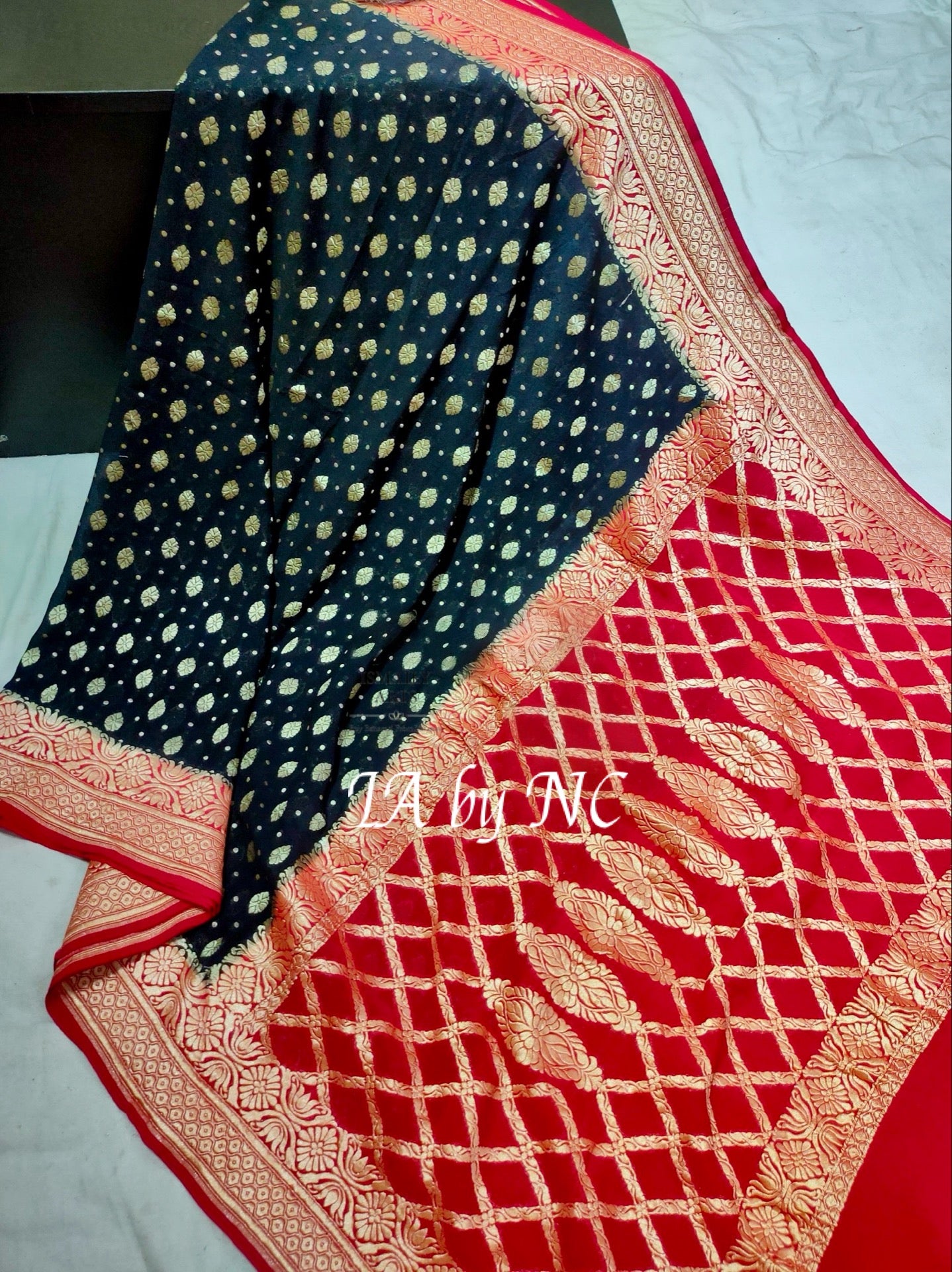 Black Banarasi Pure Khaddi Georgette Saree