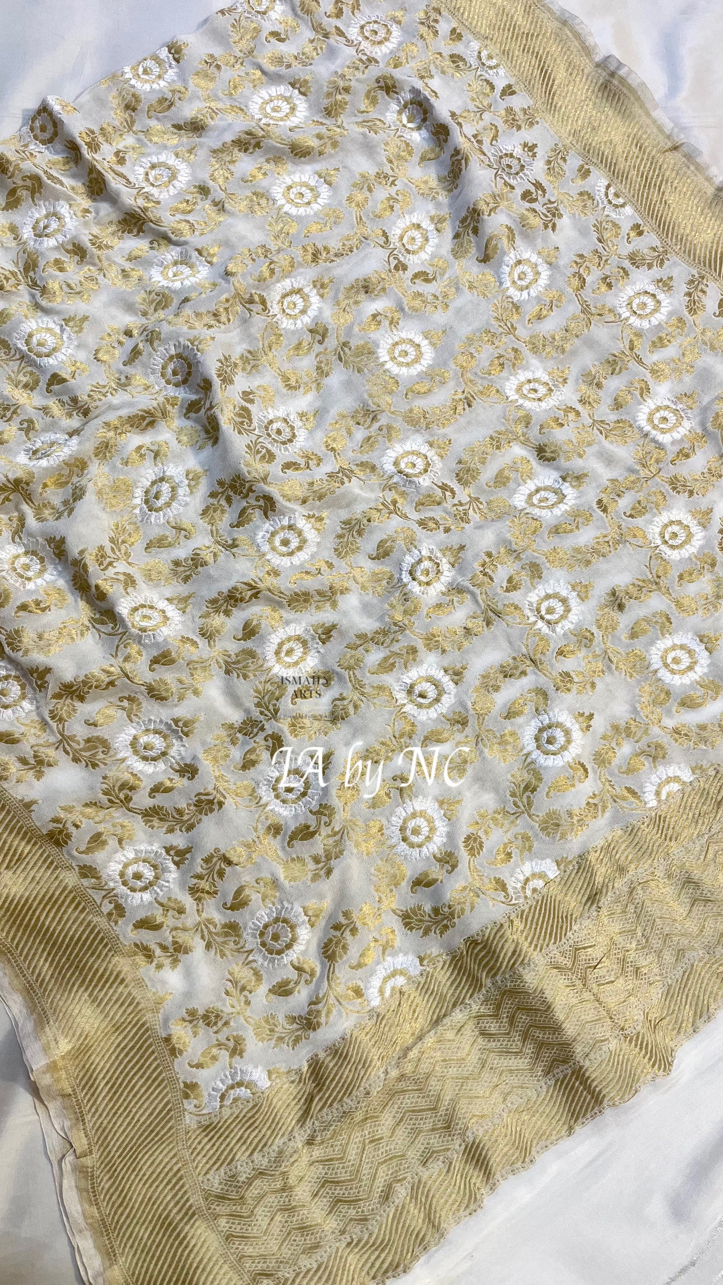 Beige Banarasi Pure Khaddi Georgette Dupatta