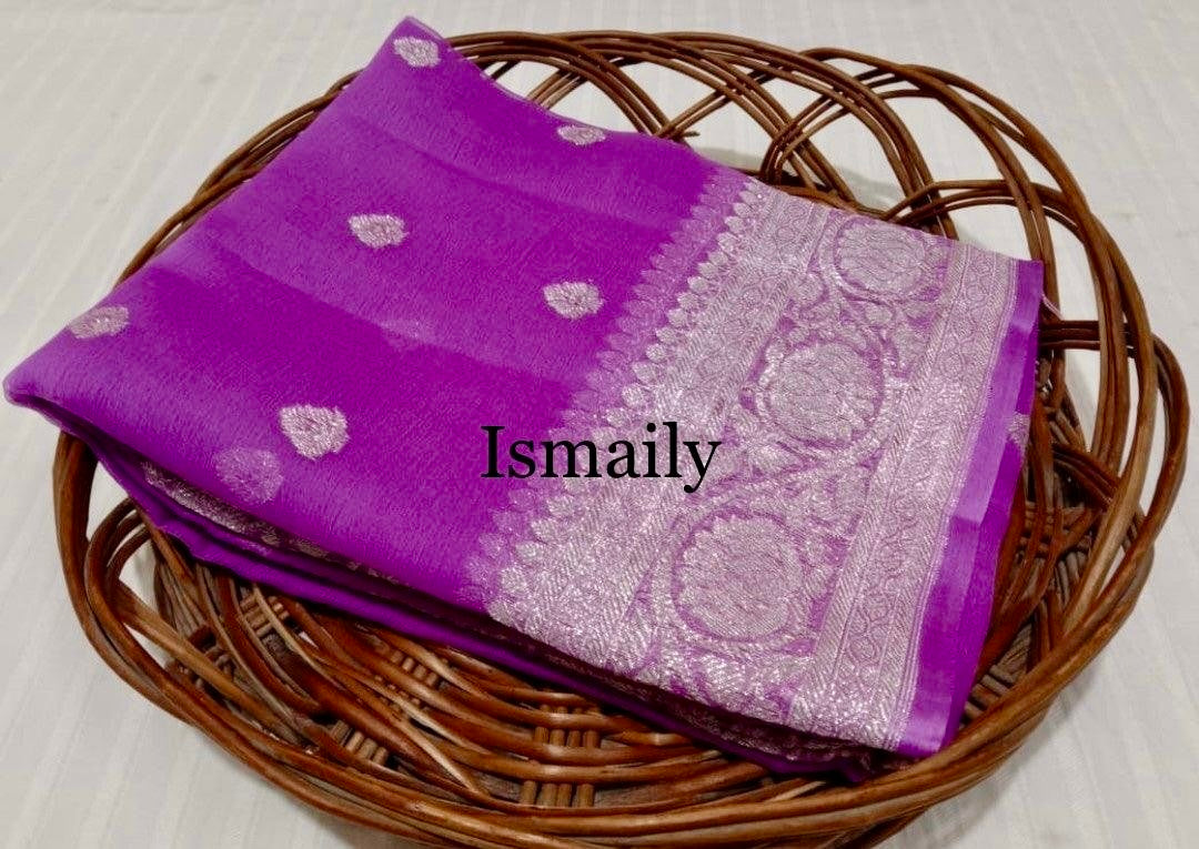 Lollipop Banarasi Pure Khaddi Georgette Kadwa Saree