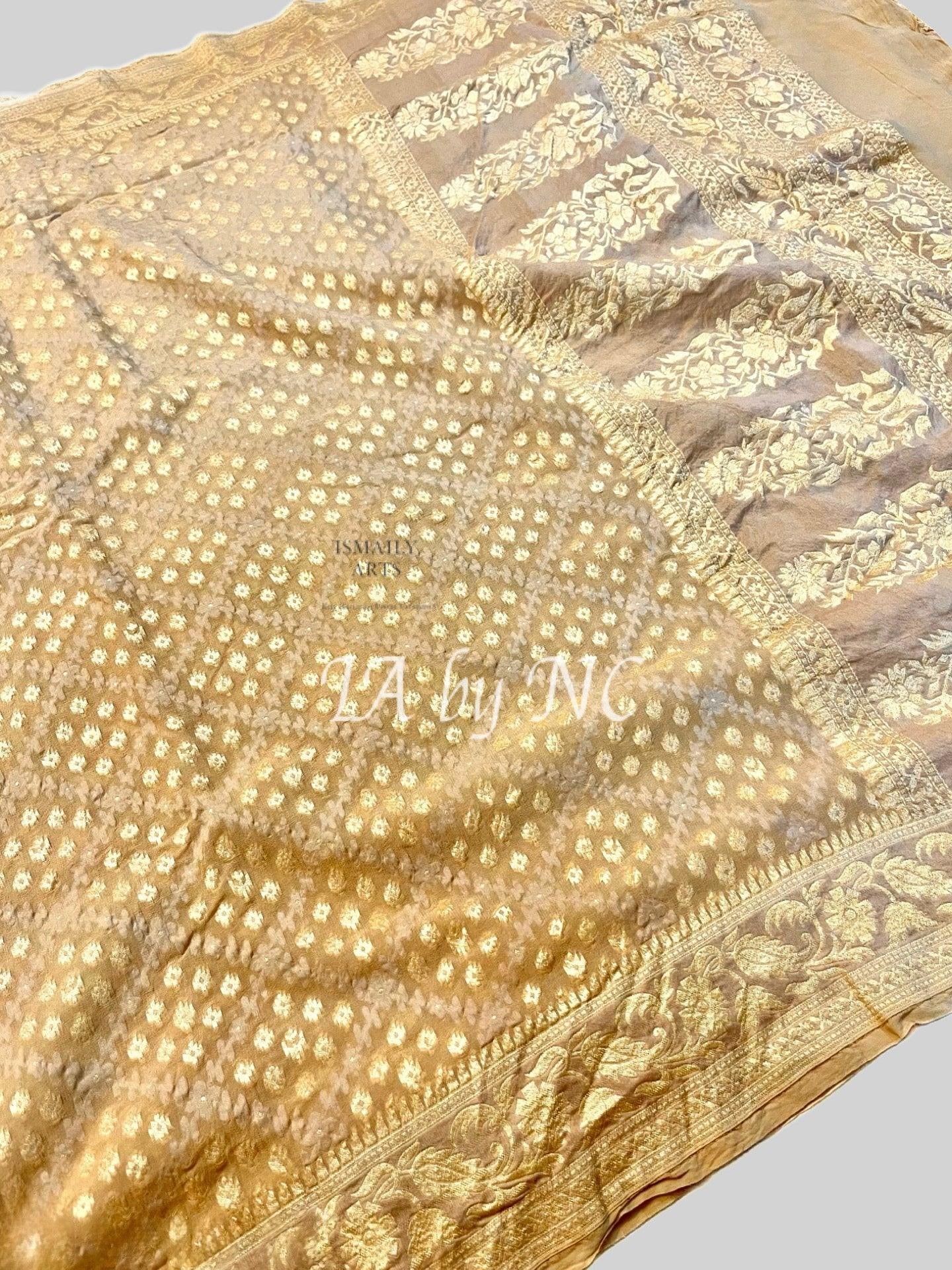 Beige Banarasi Pure Khaddi Georgette Saree