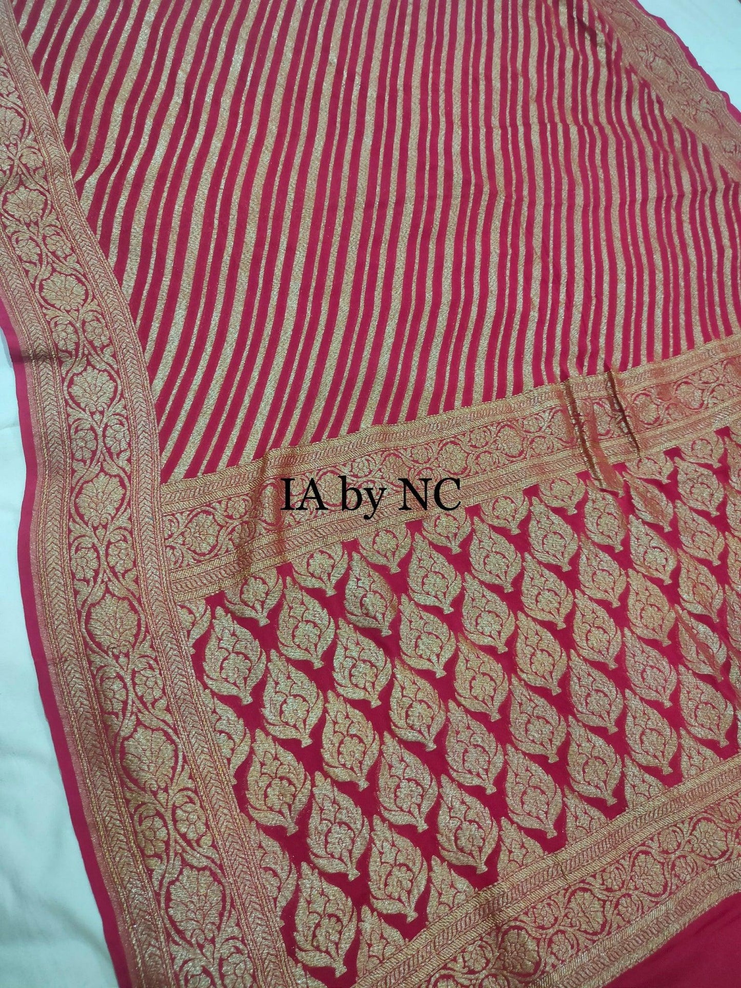Maroon Banarasi Pure Khaddi Georgette Saree
