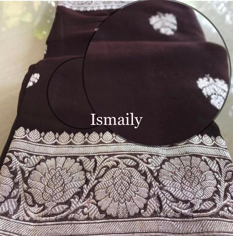 Mahogany Banarasi Pure Khaddi Georgette Kadwa Saree