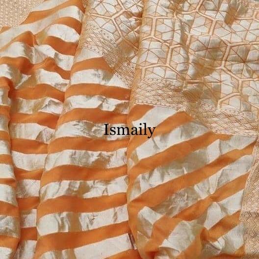 Apricot Banarasi Pure Khaddi Georgette Saree