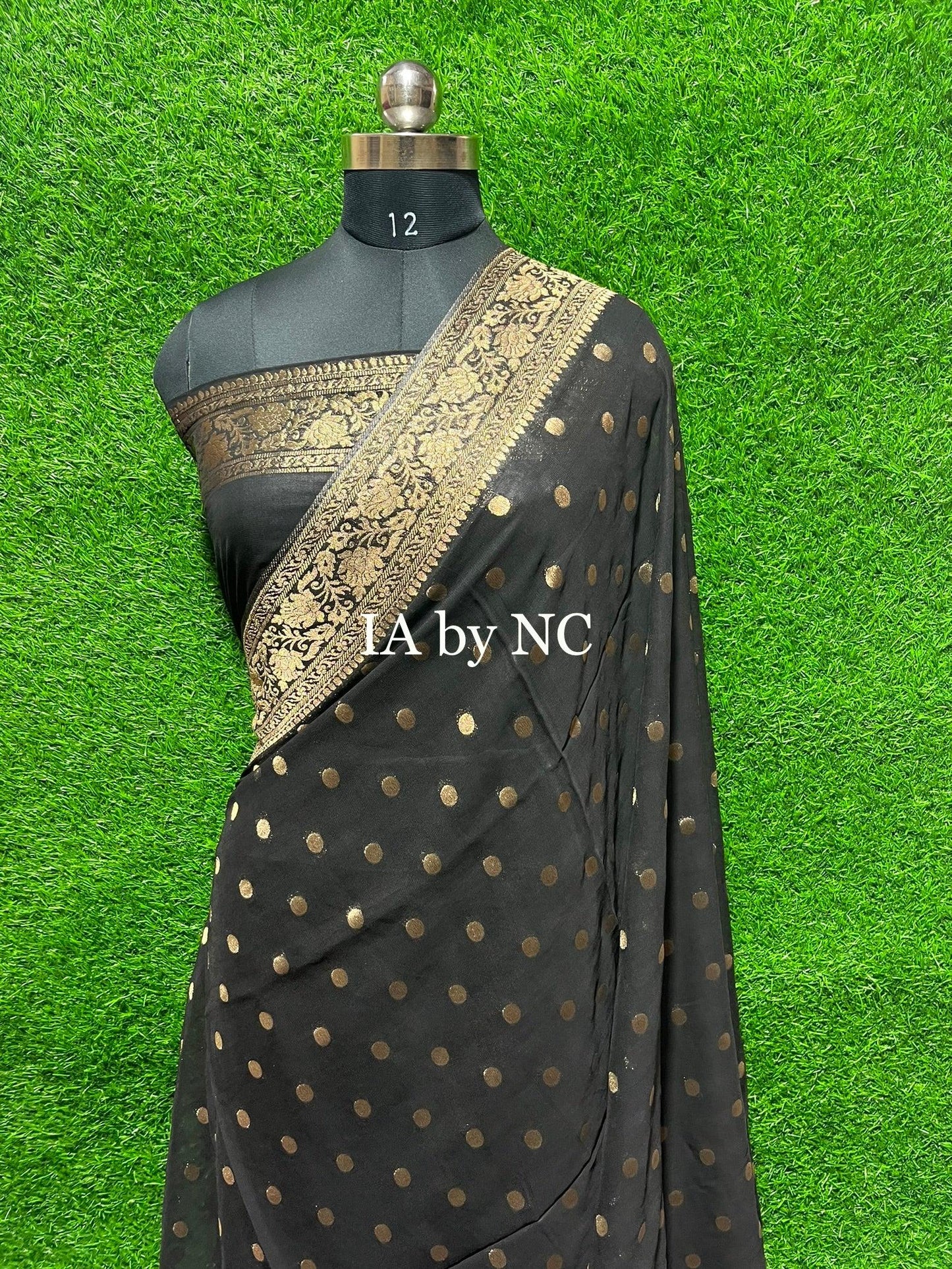 Black Banarasi Pure Georgette Saree